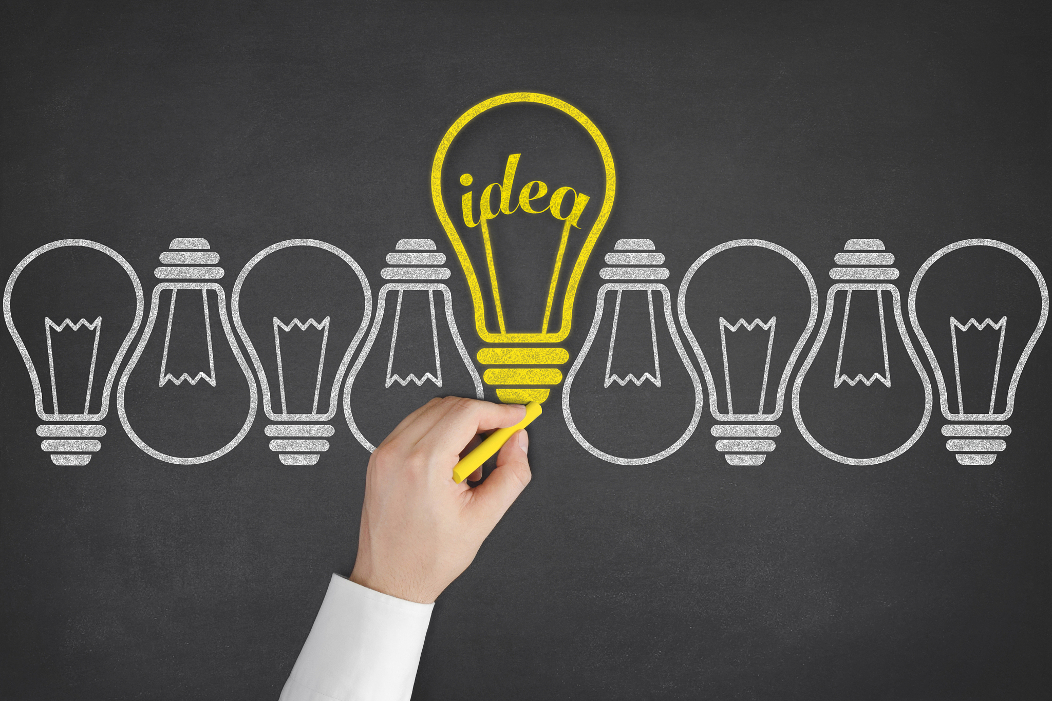 idea light bulb on blackboard