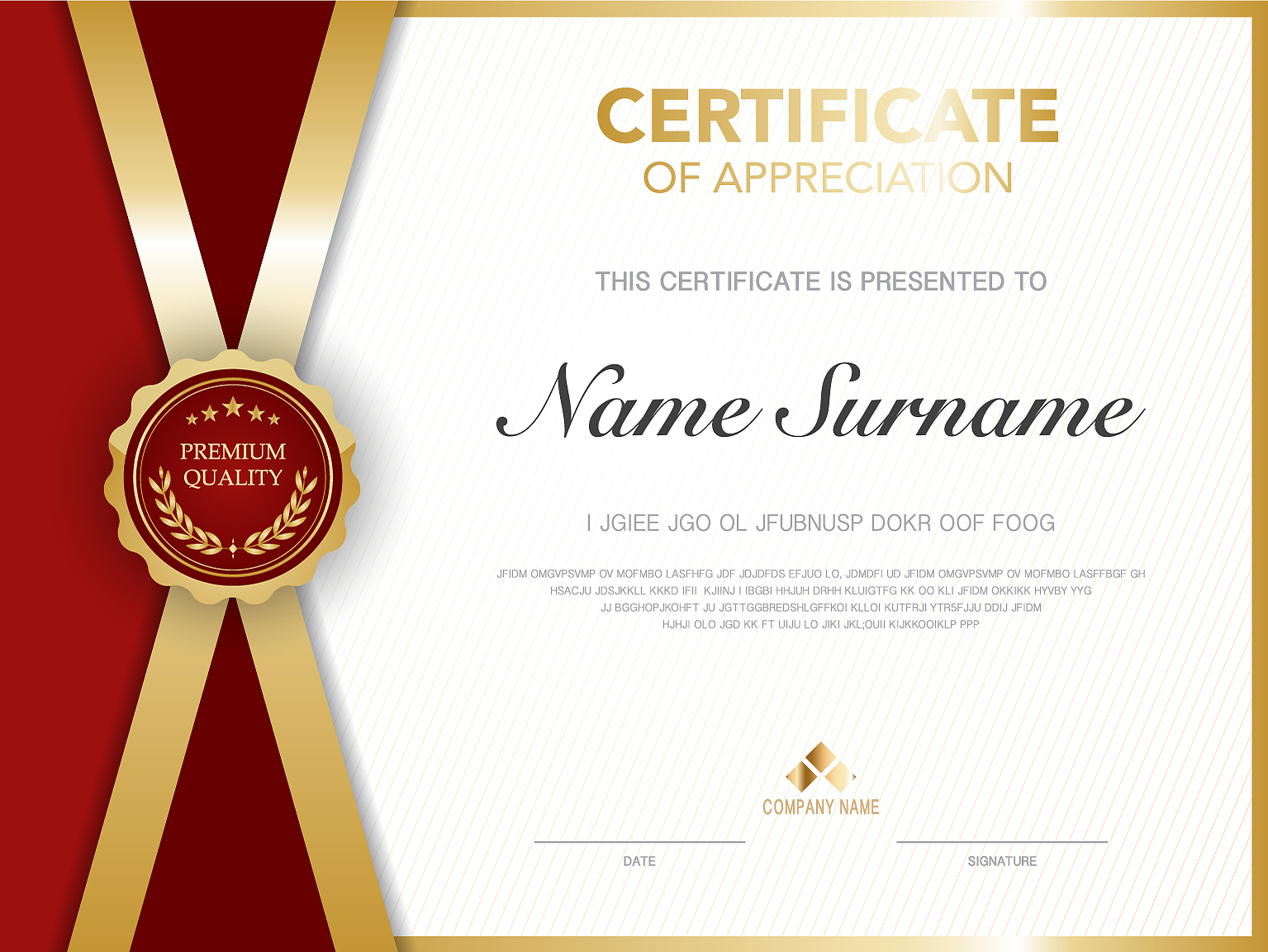 diploma certificate template red and gold color