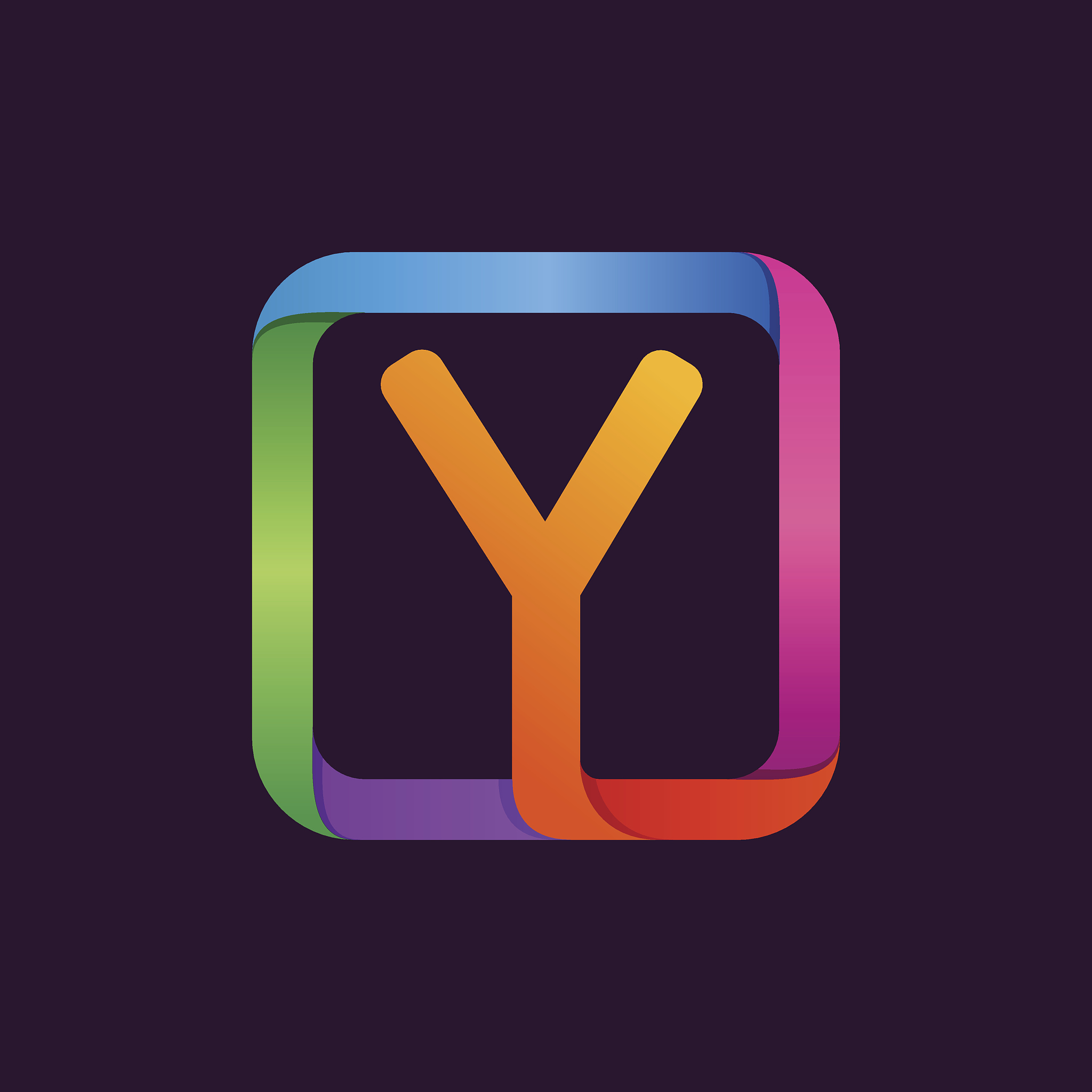 y letter colorful icon in square.