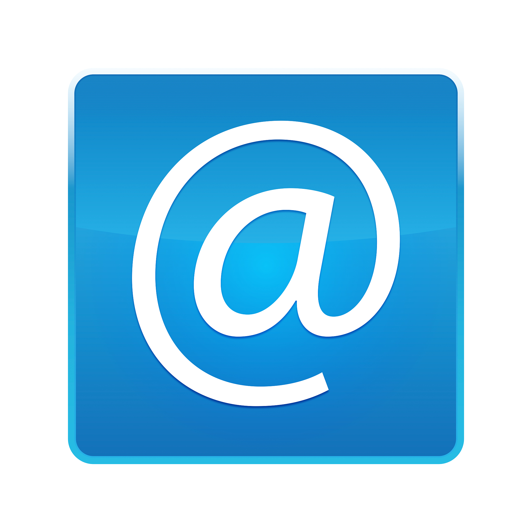 email address icon shiny blue square button