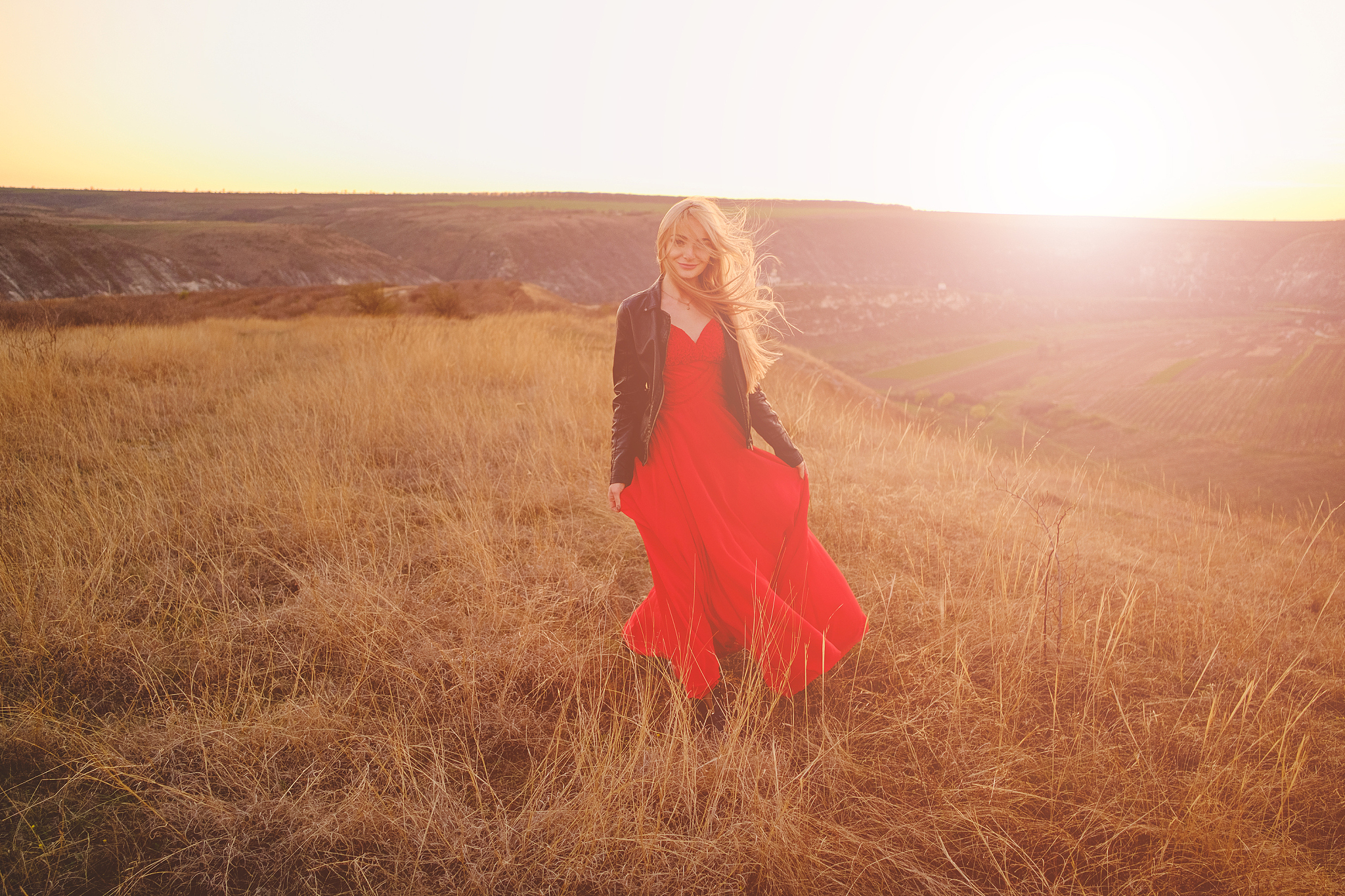girl in red dress