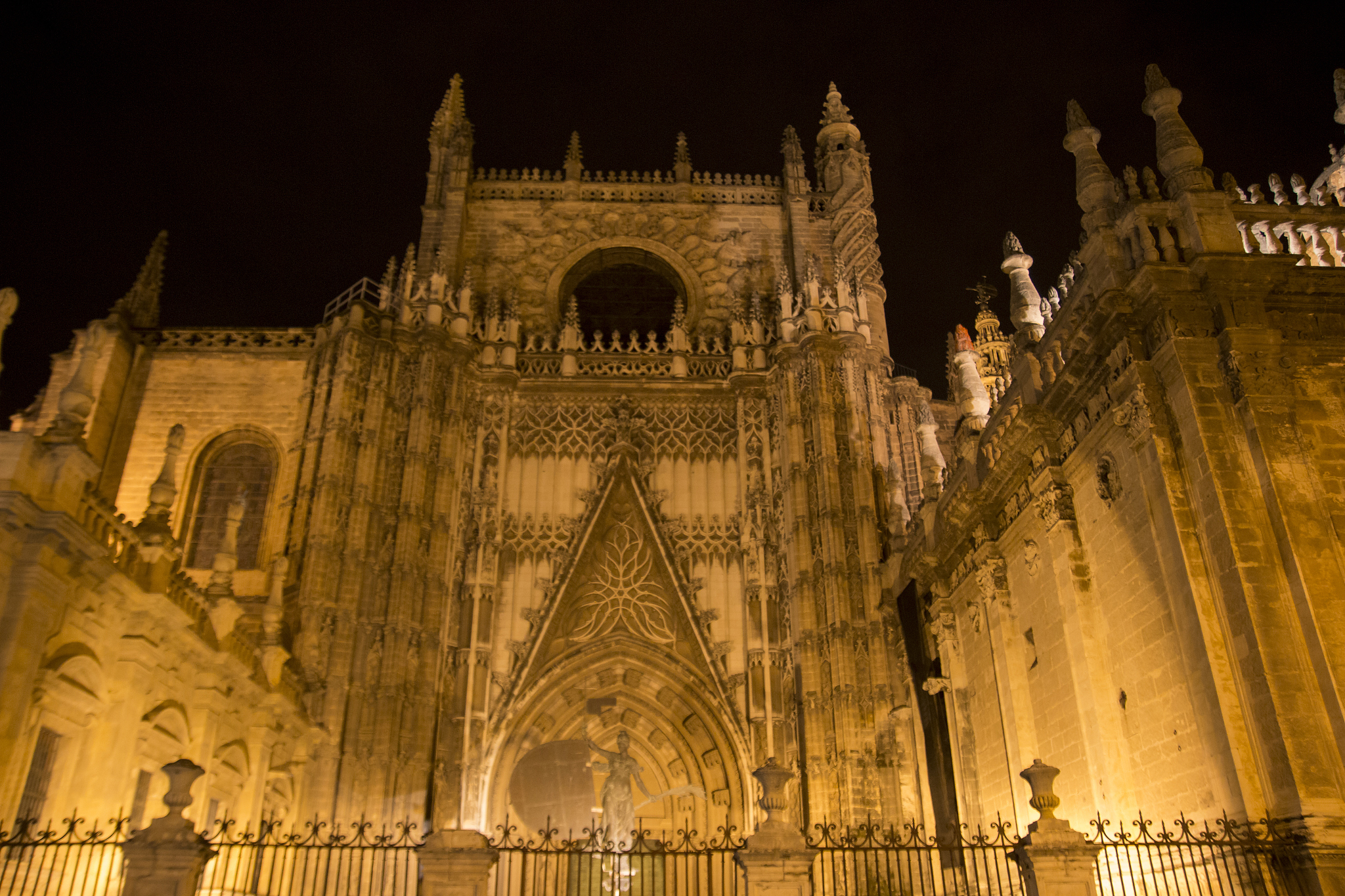 cathedral of seville at night
