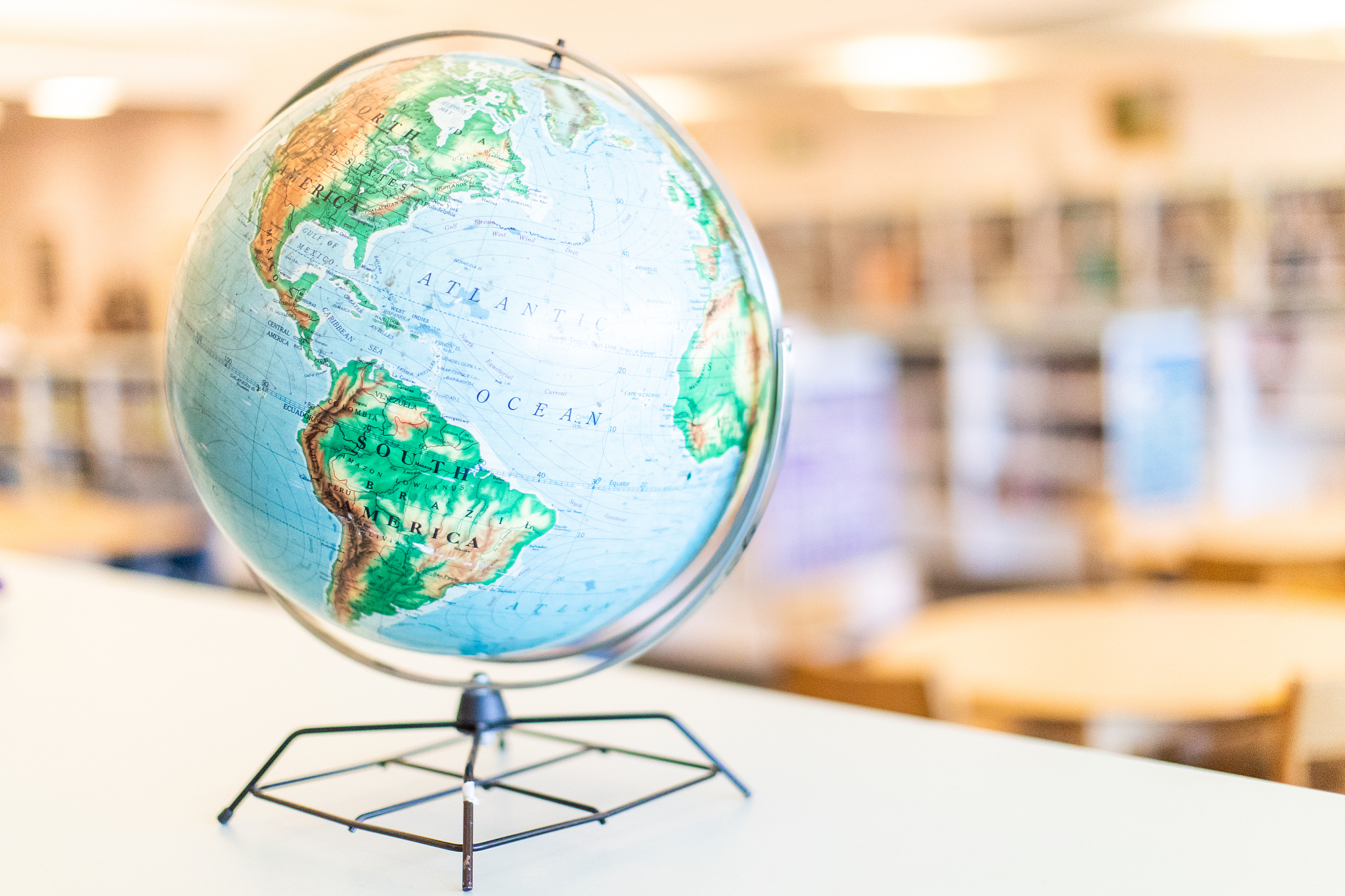 planet earth globe in school library