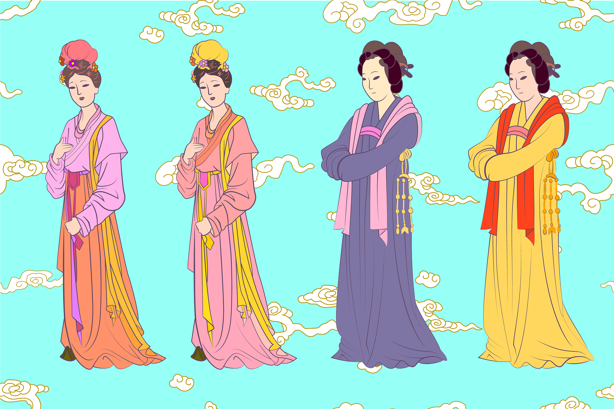 set for chinese women of song dynasty