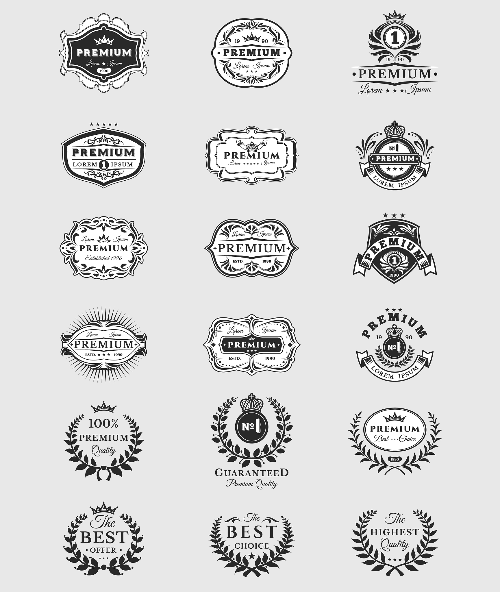 badges stickers premium quality isolated on white