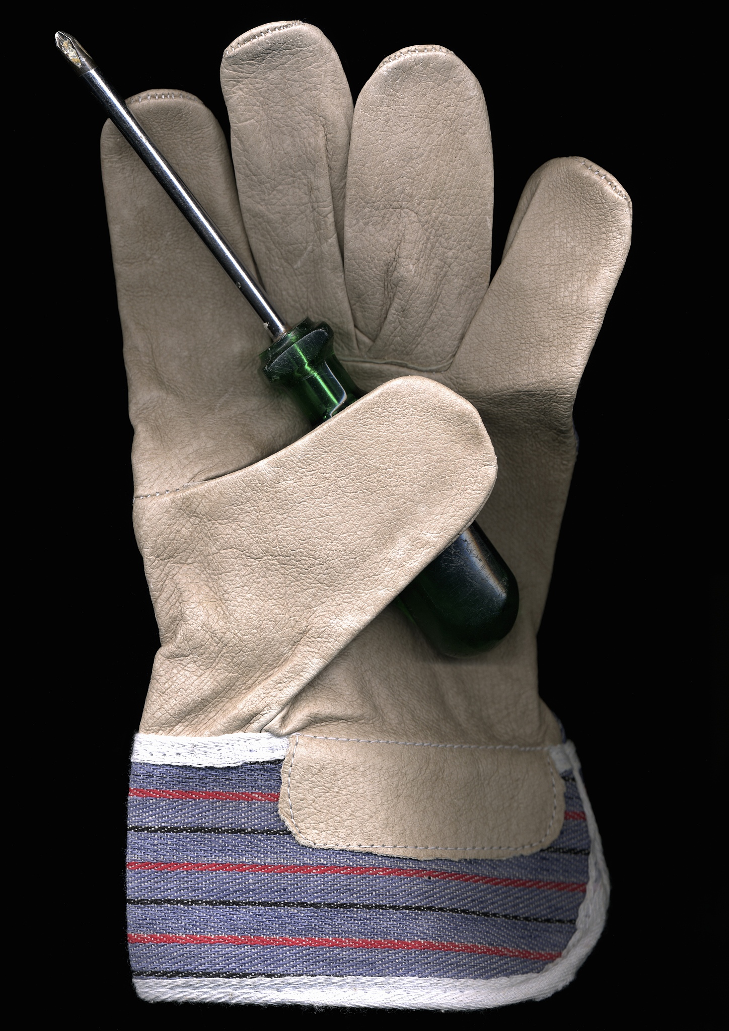 work glove and a screwdriver