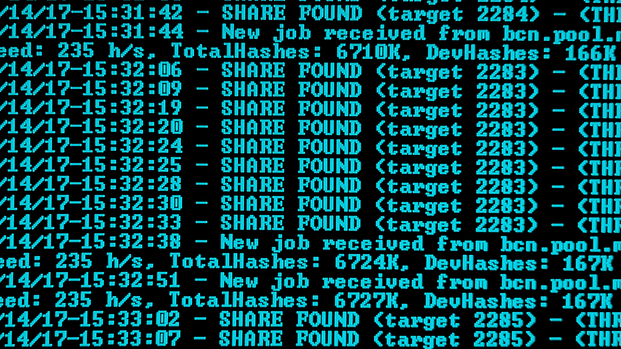 mining cryptocurrency process program on display pc. using softw