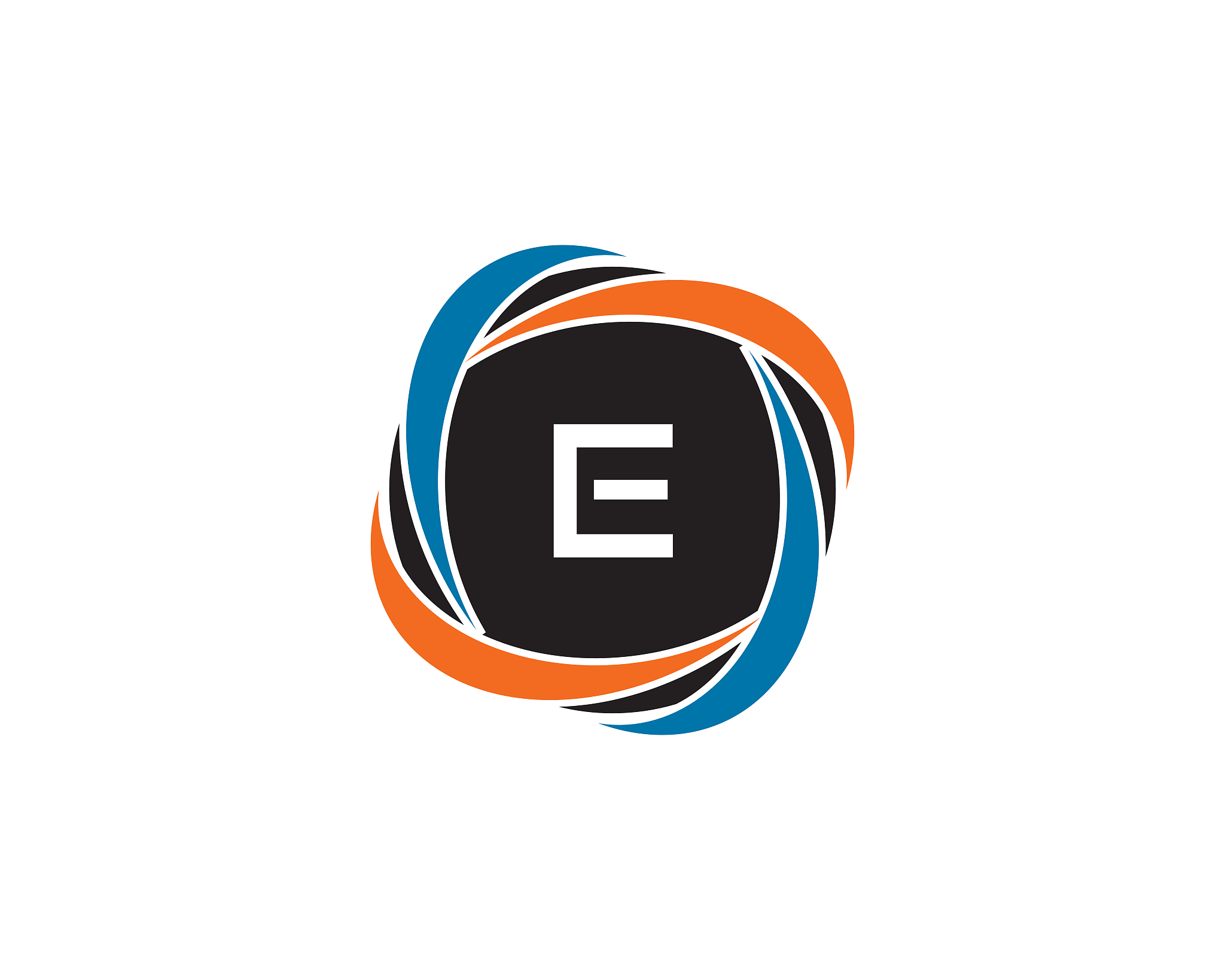 initial letter e circle negative space design template