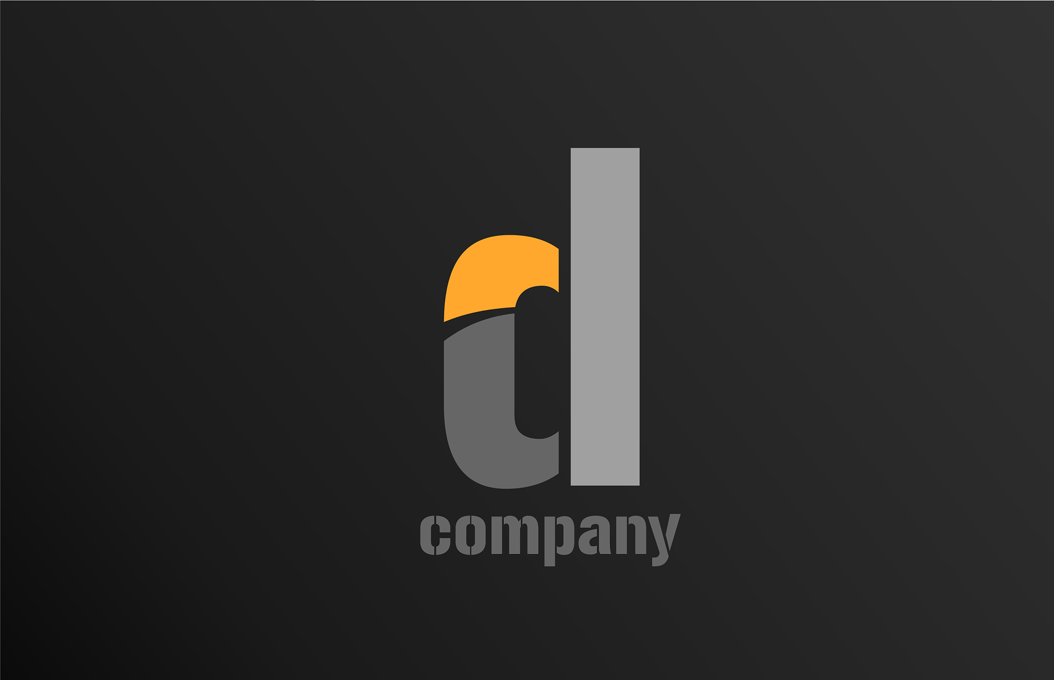 yellow grey letter d alphabet logo design icon