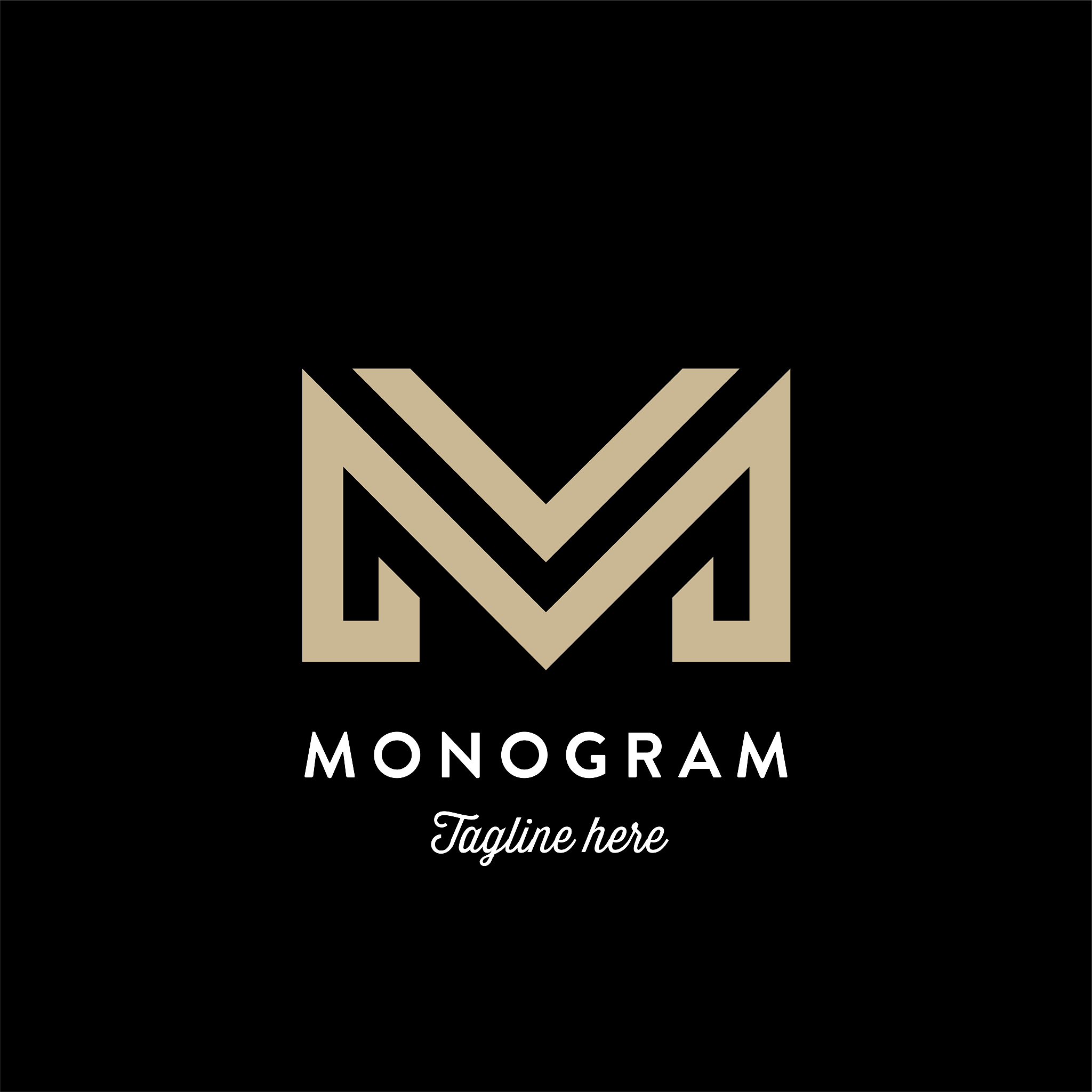 monogram letter m black background vector illustration