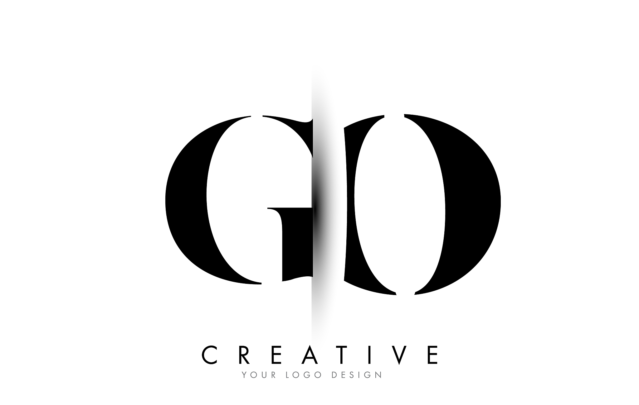 go g o letter logo with creative shadow cut design