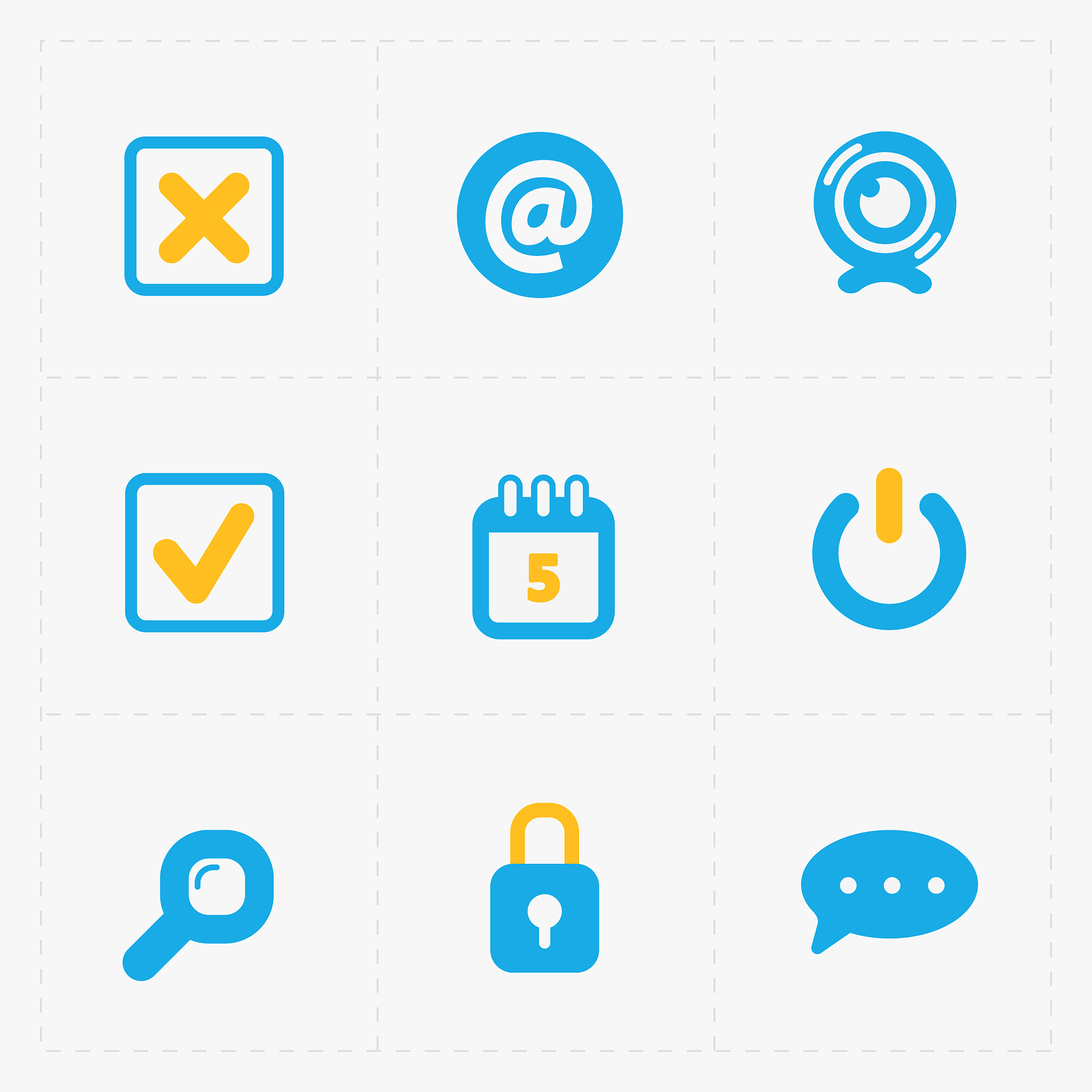 modern colorful flat social icons set on white