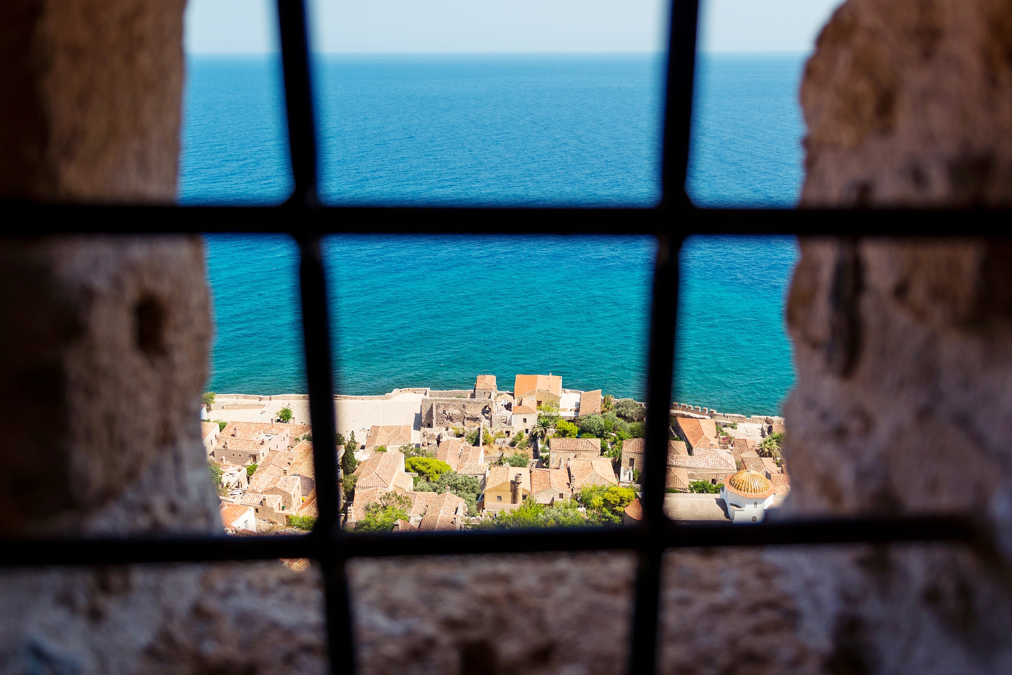 monemvasia village seen from the fortress