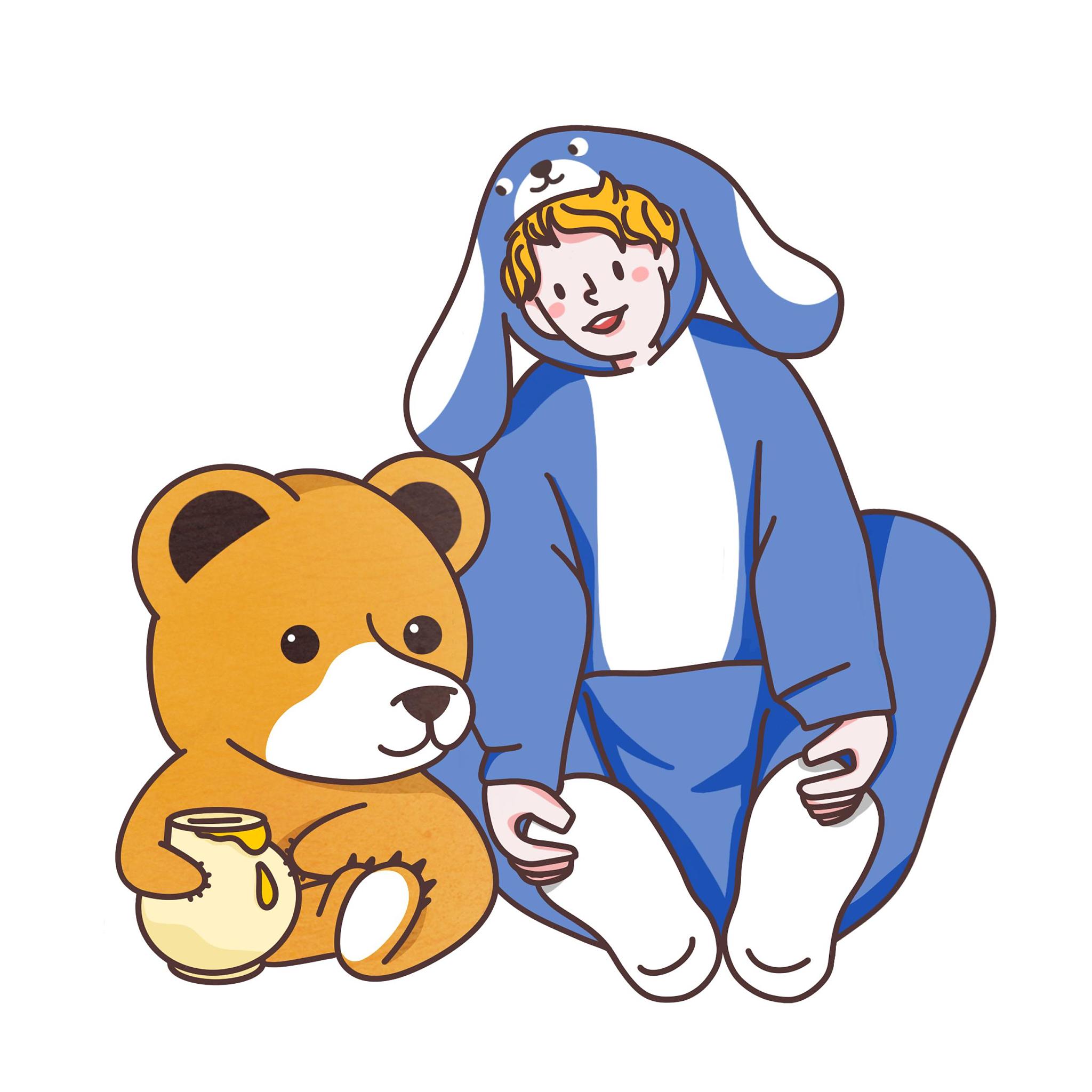男生和玩具熊