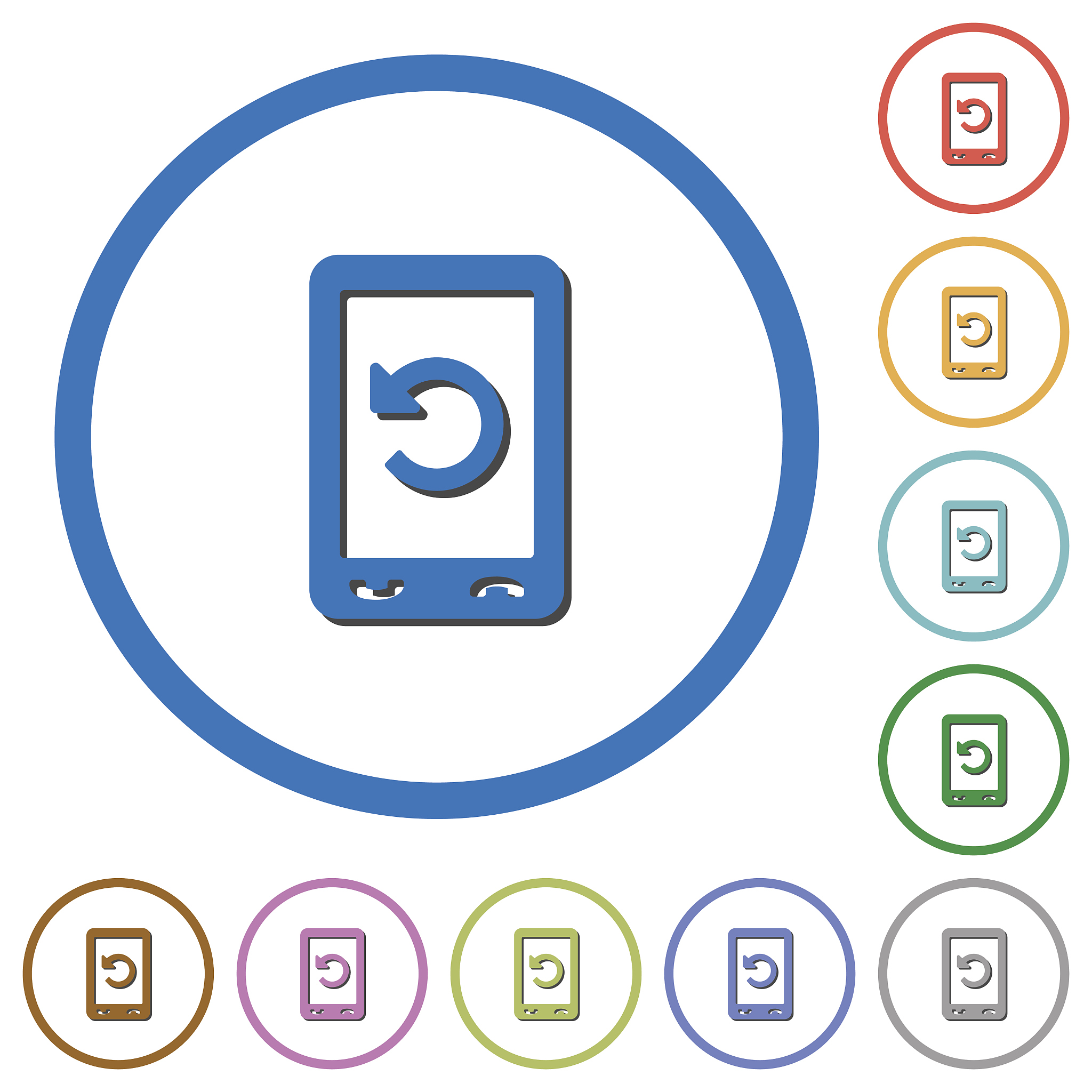 mobile redial icons with shadows and outlines
