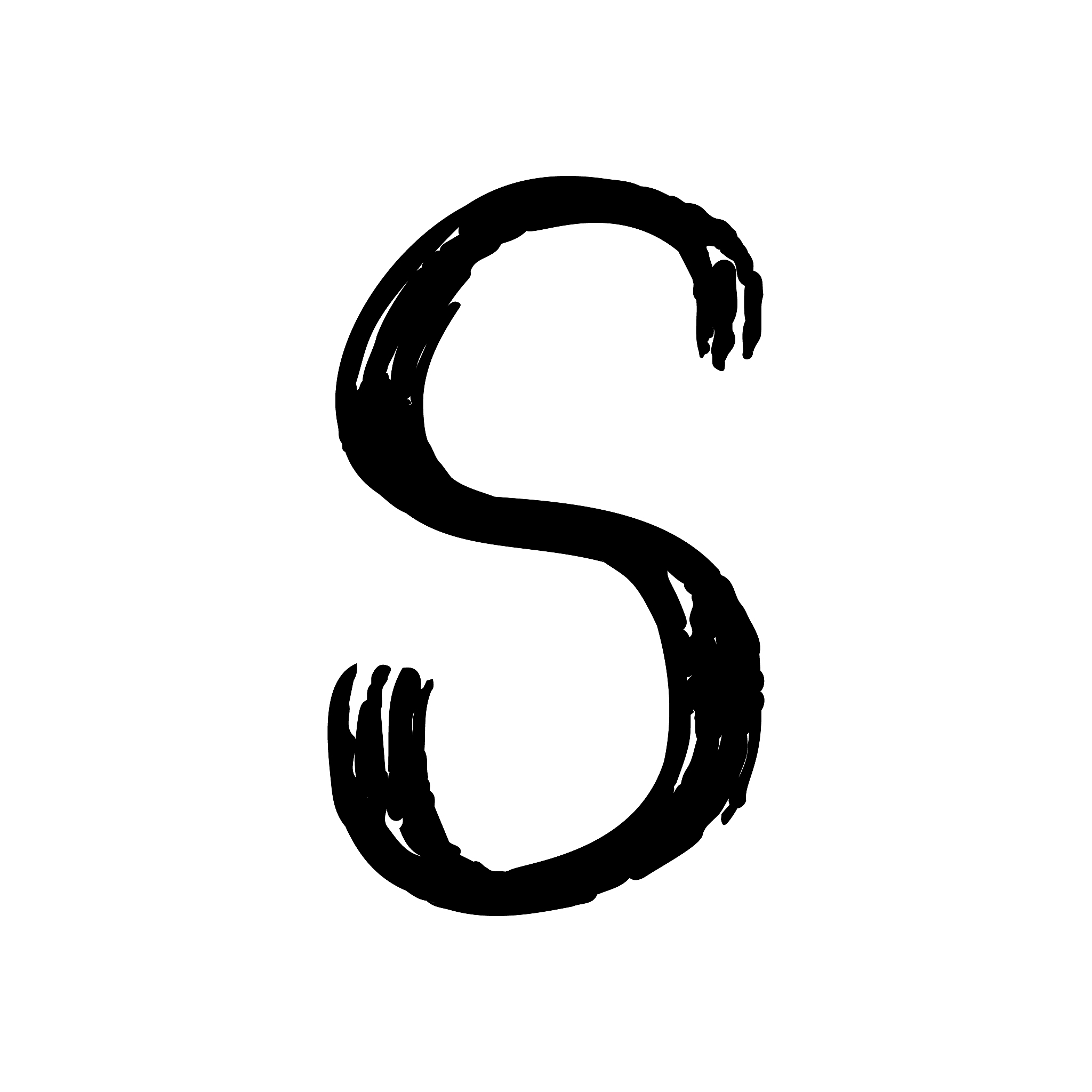 capital letter s painted by brush