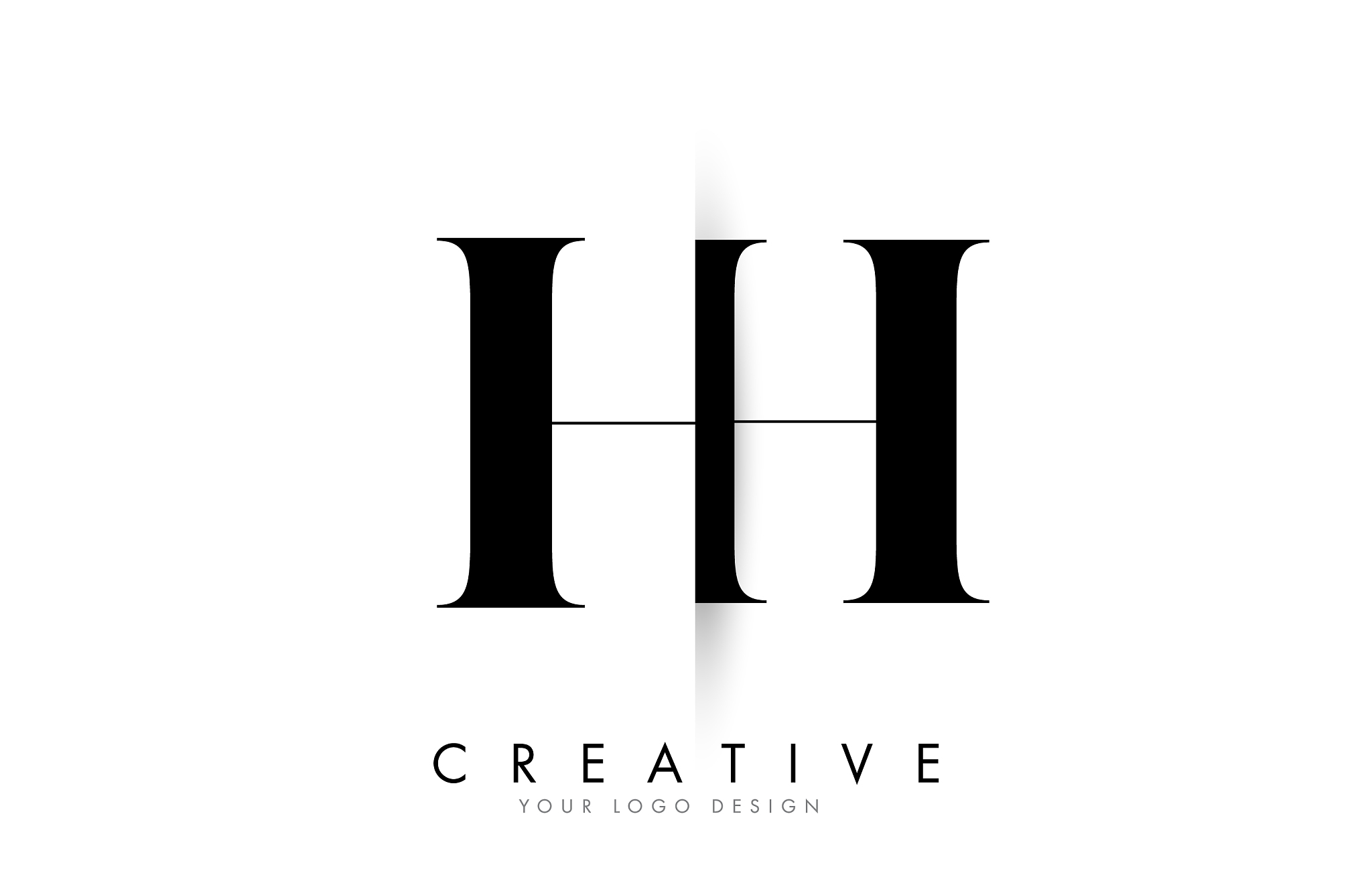 hh h h letter logo with creative shadow cut design