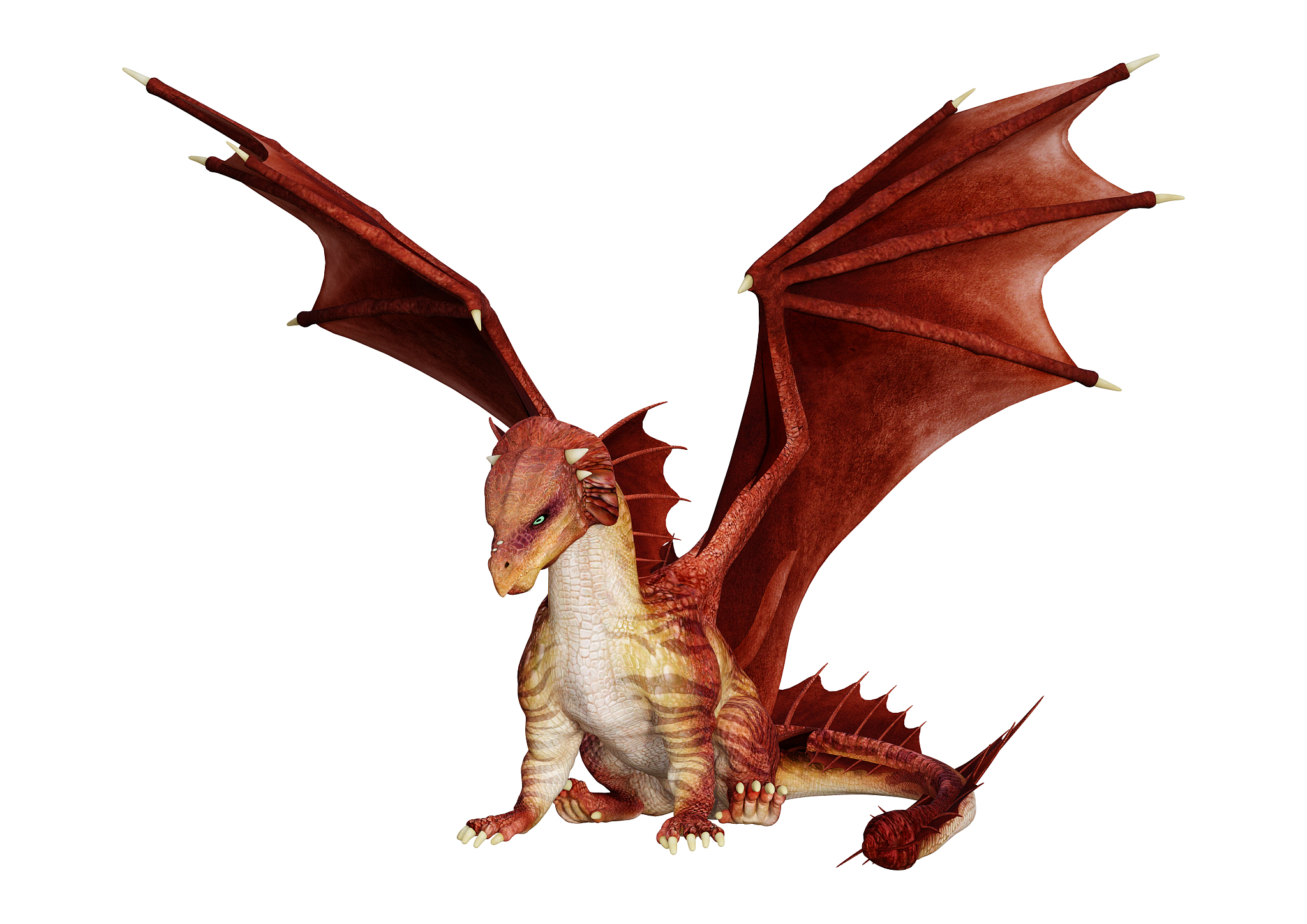 3d illustration fantasy dragon on white