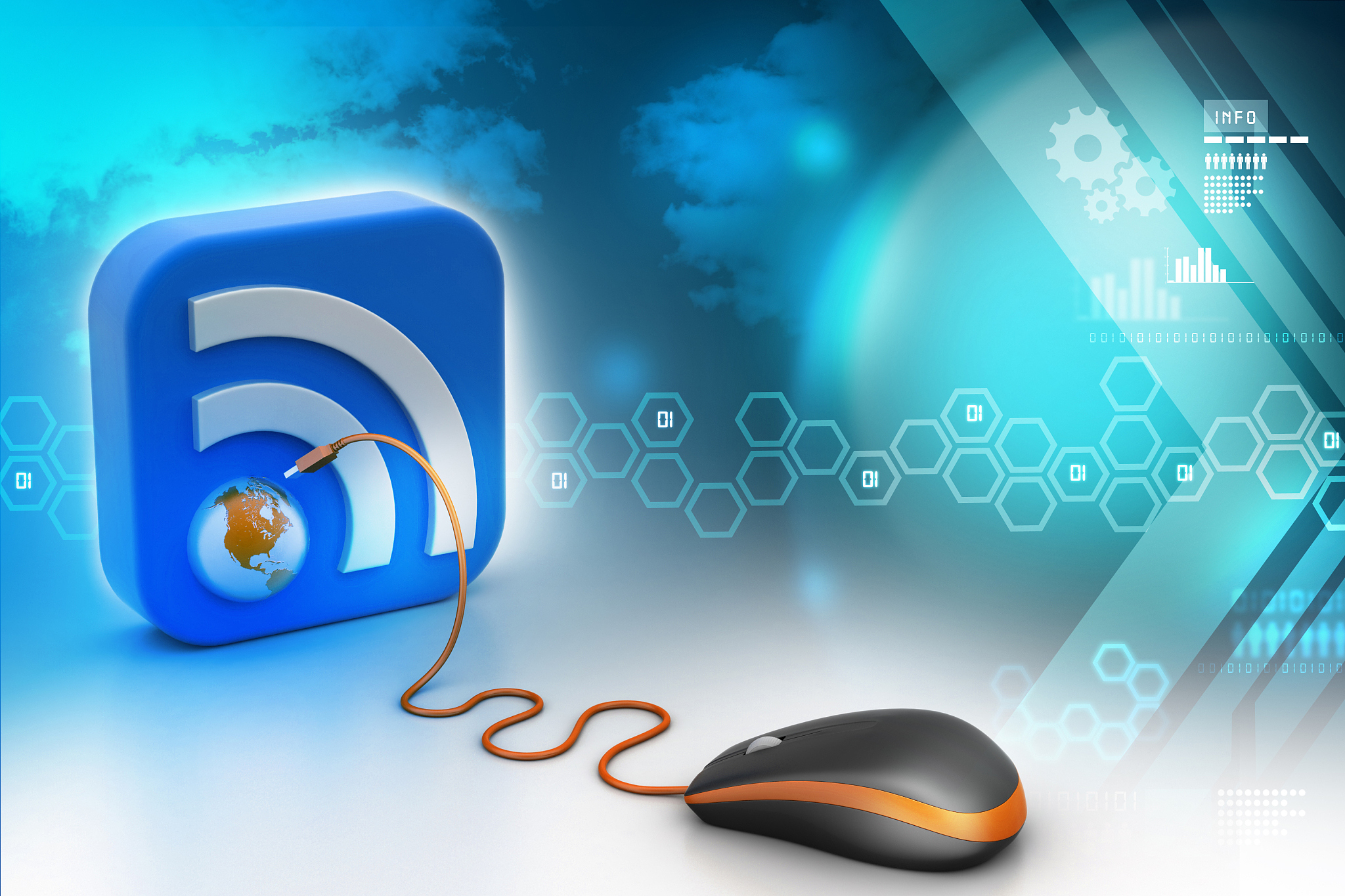 computer mouse with rss icon