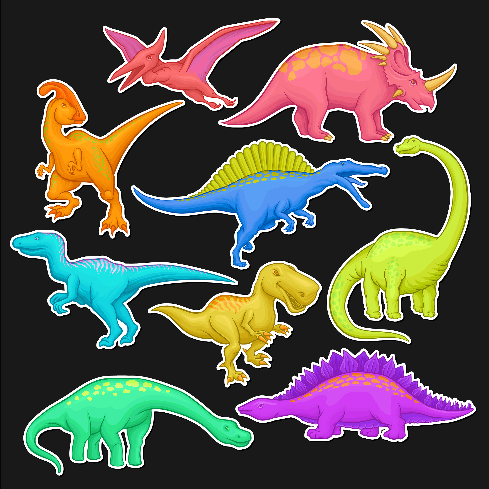 colorful collection of prehistoric reptiles giant
