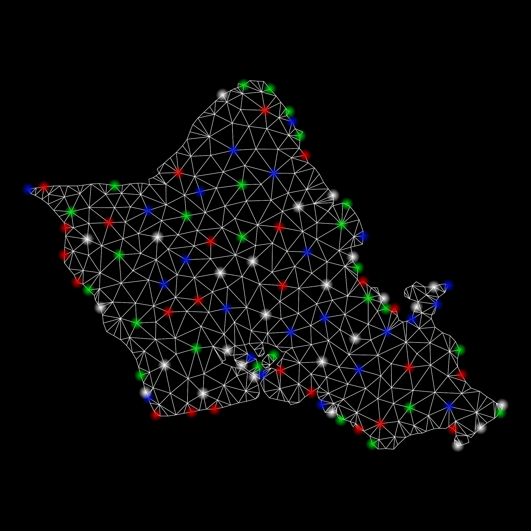 bright mesh 2d oahu island map with flare spots