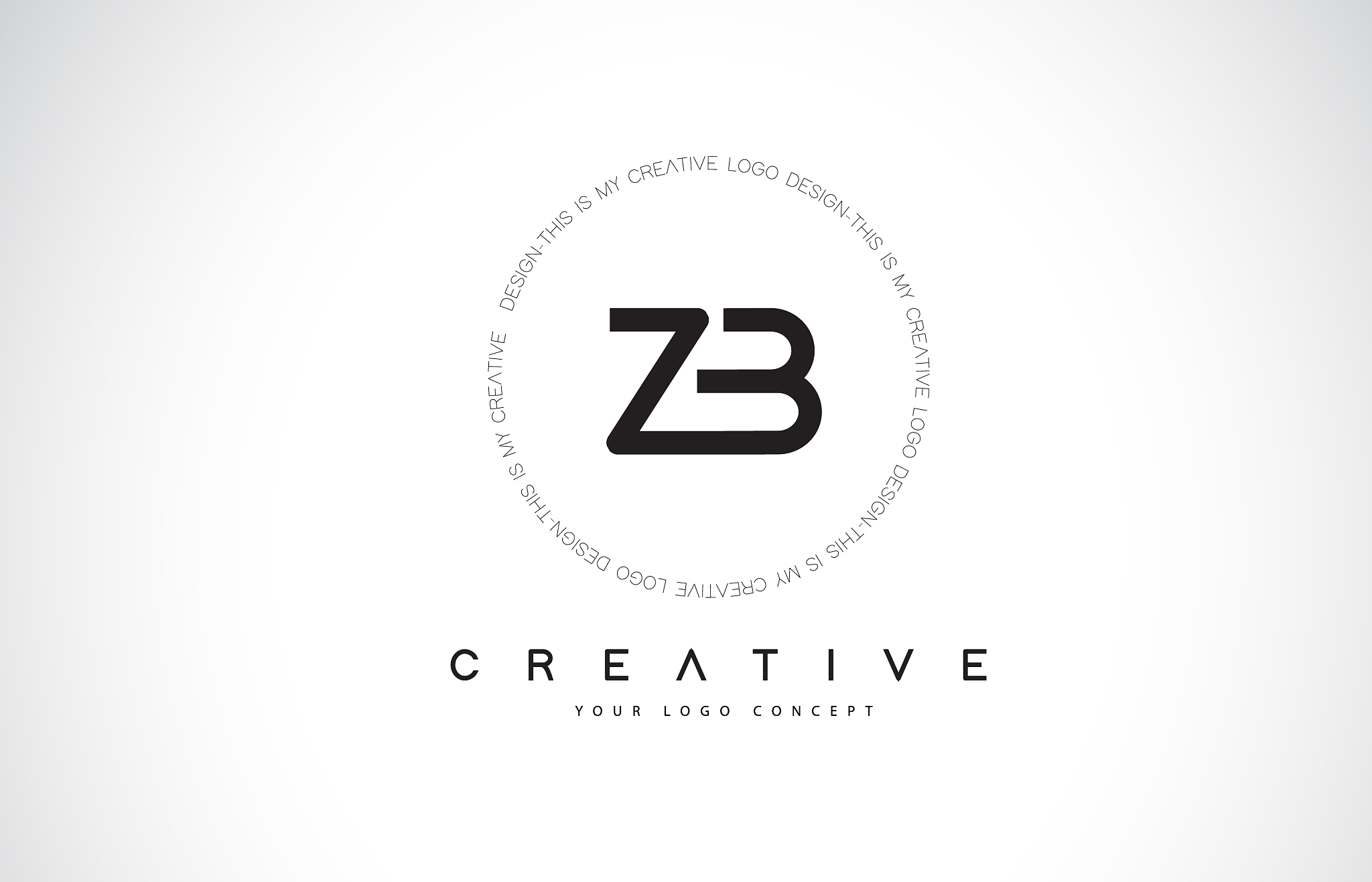 zb z b logo design with black and white creative