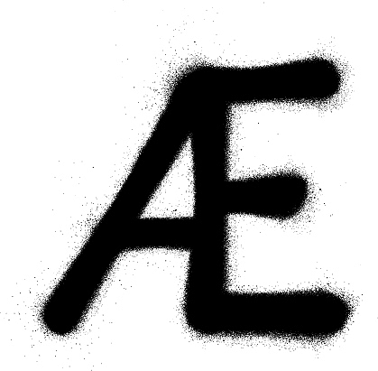 sprayed scandinavian vowel graffiti font in black