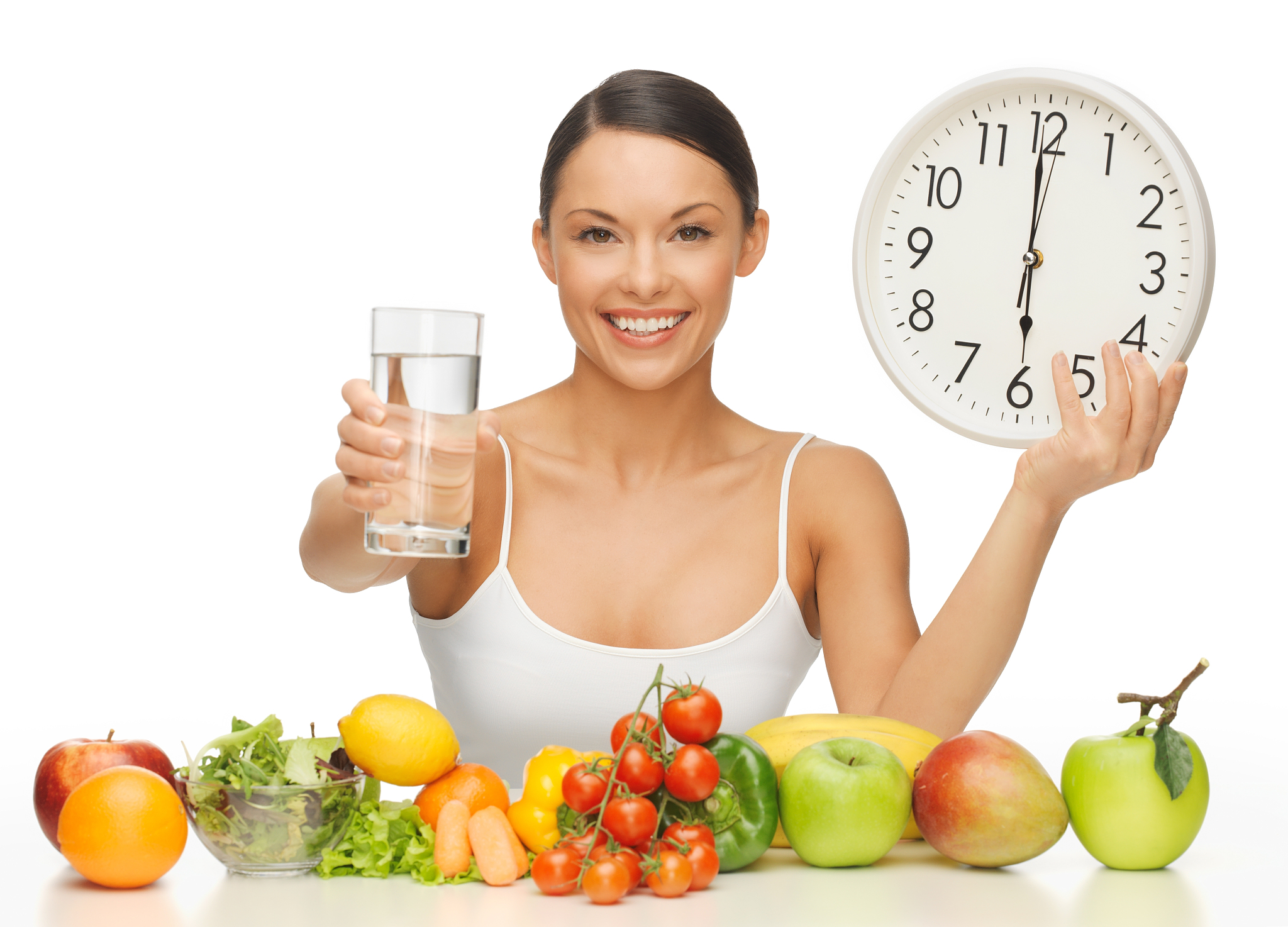 woman with healthy food