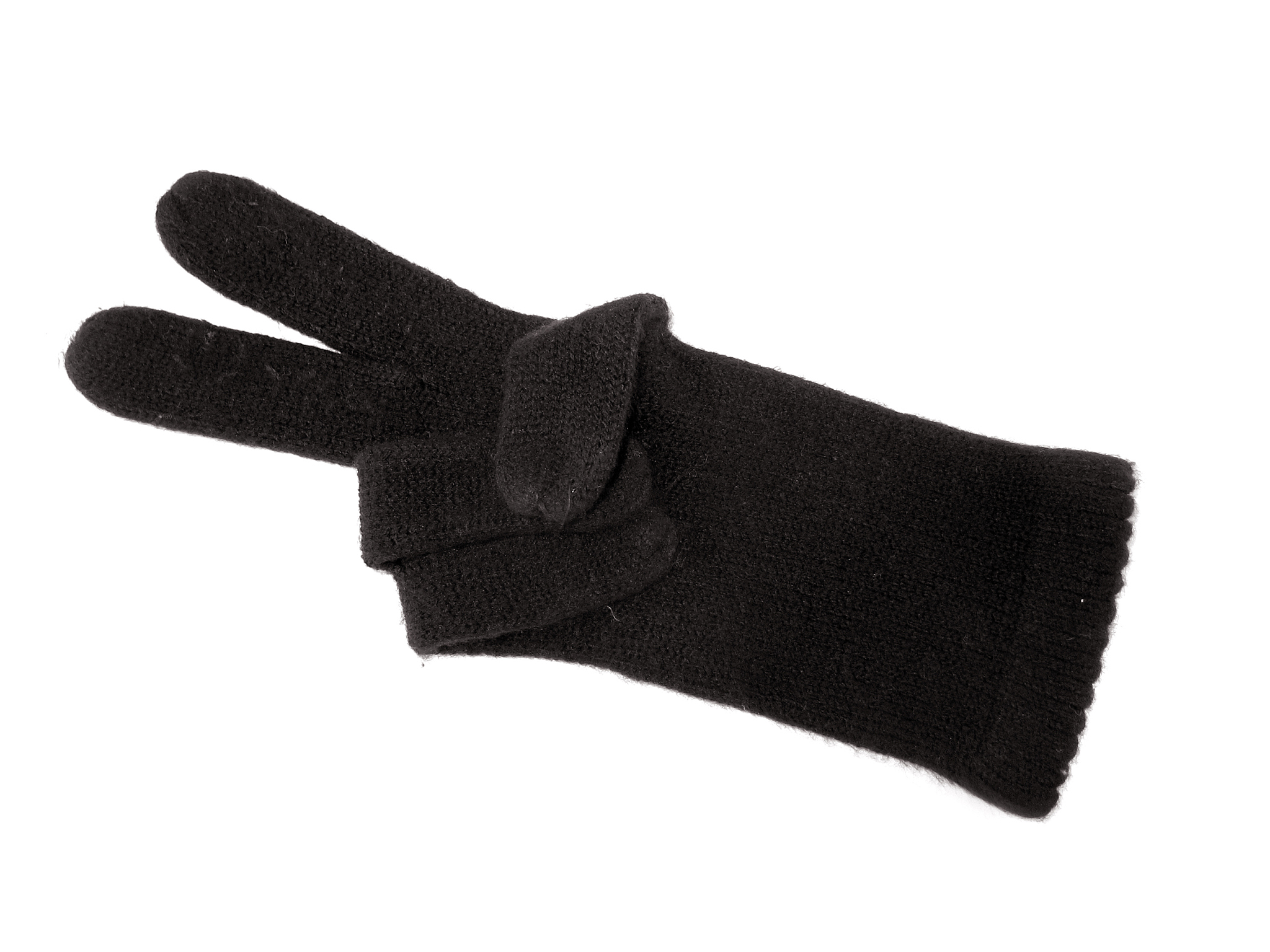 glove holding up two fingers