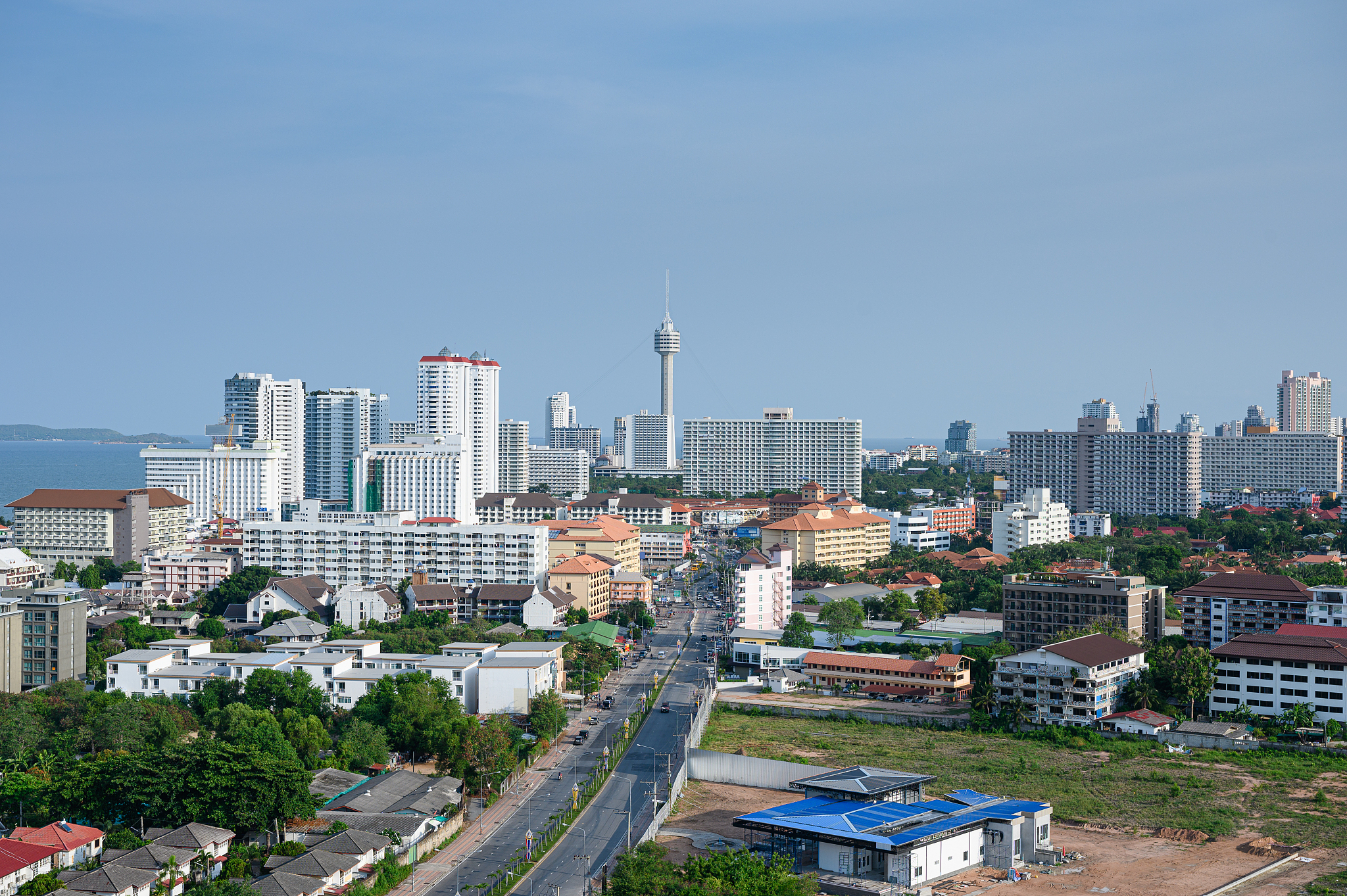 buildings in city against clear sky