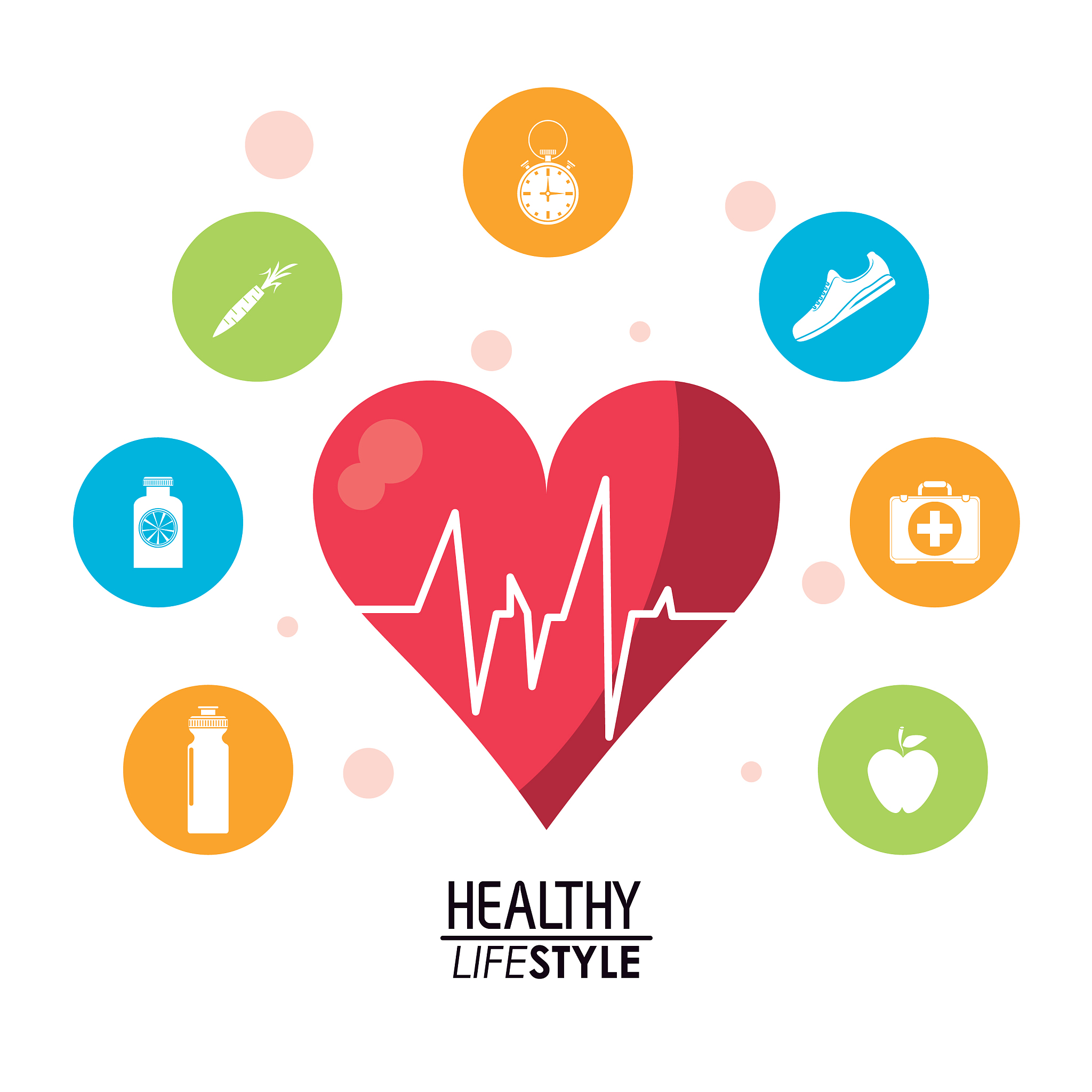 white poster with heartbeat rhythm with colorful
