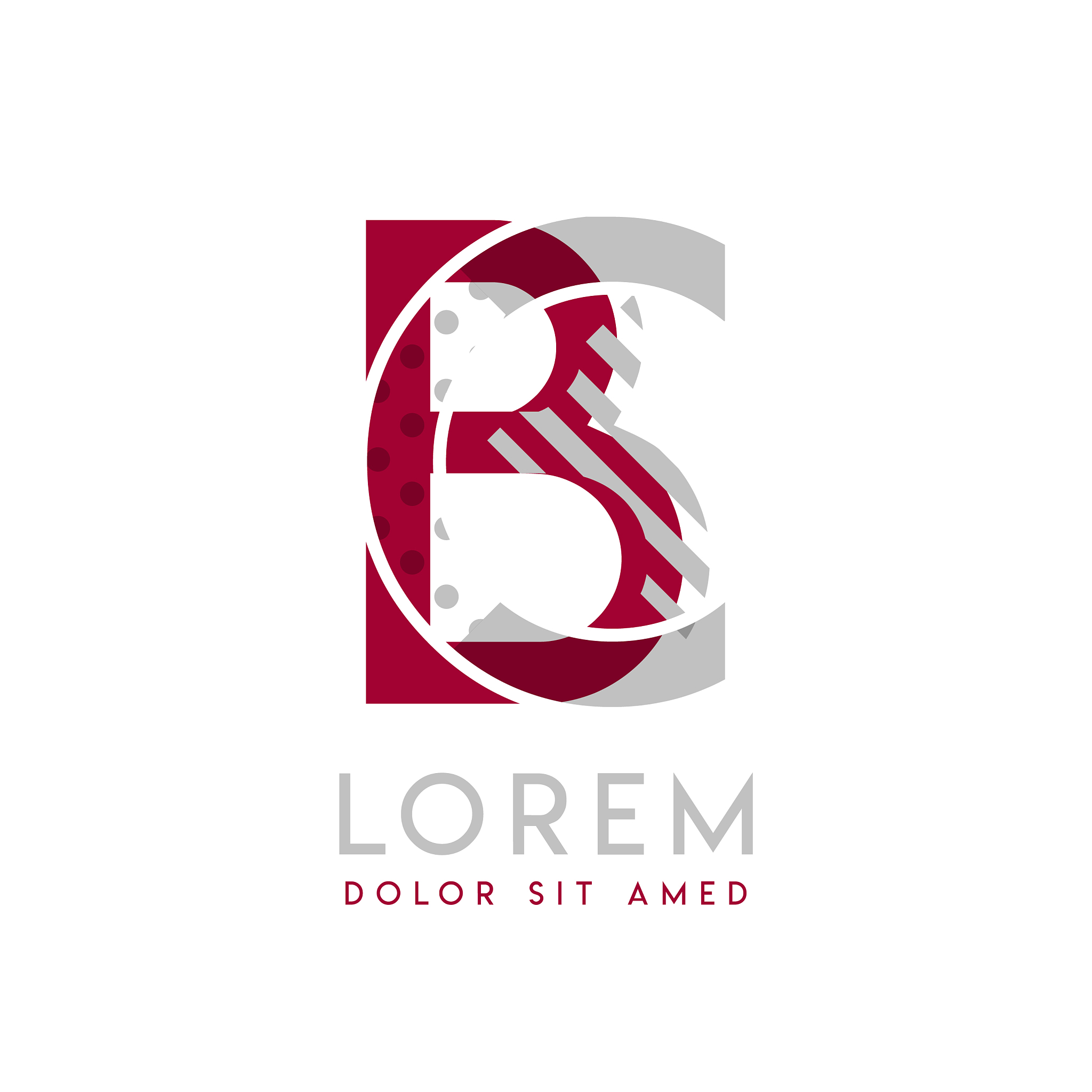 bc simple logo design with gray and maroon color