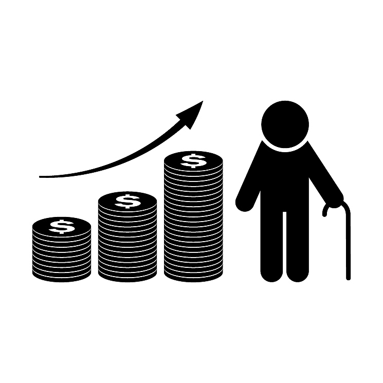 pension fund growth icon retirement plan