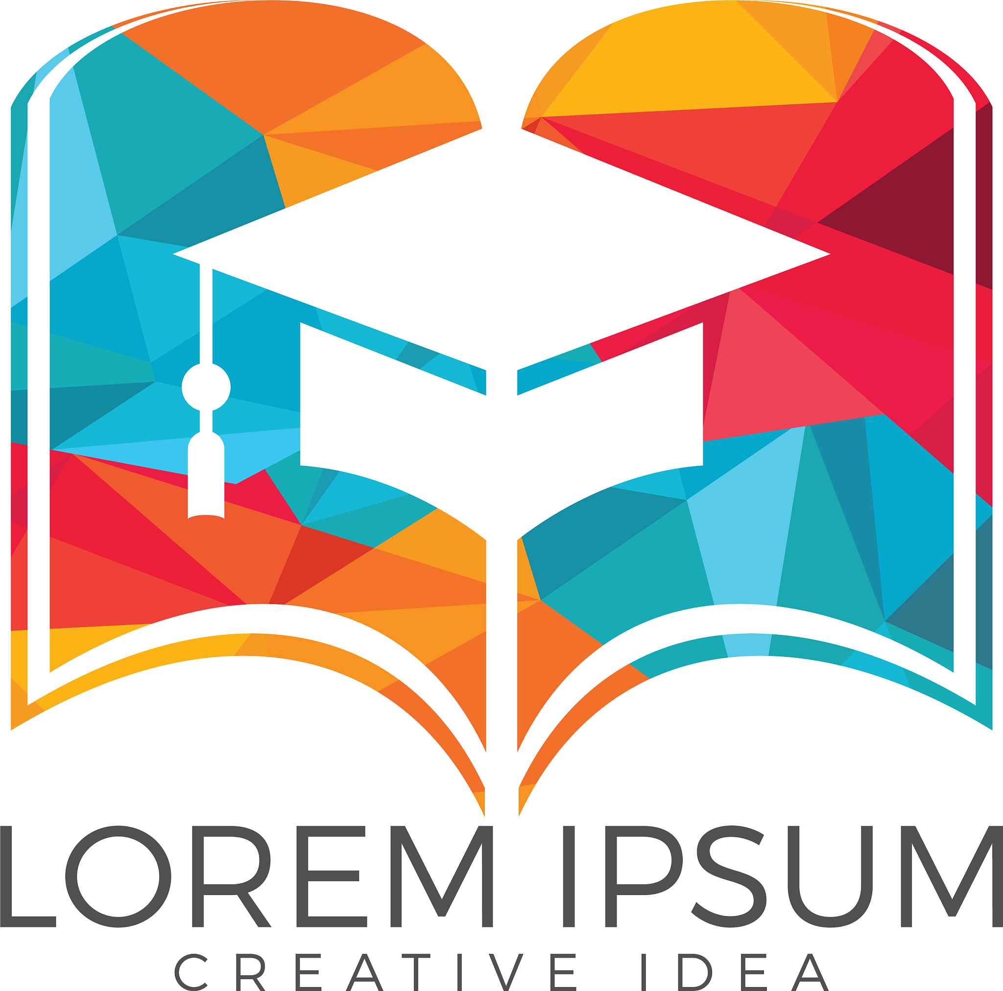 book and student cap logo design