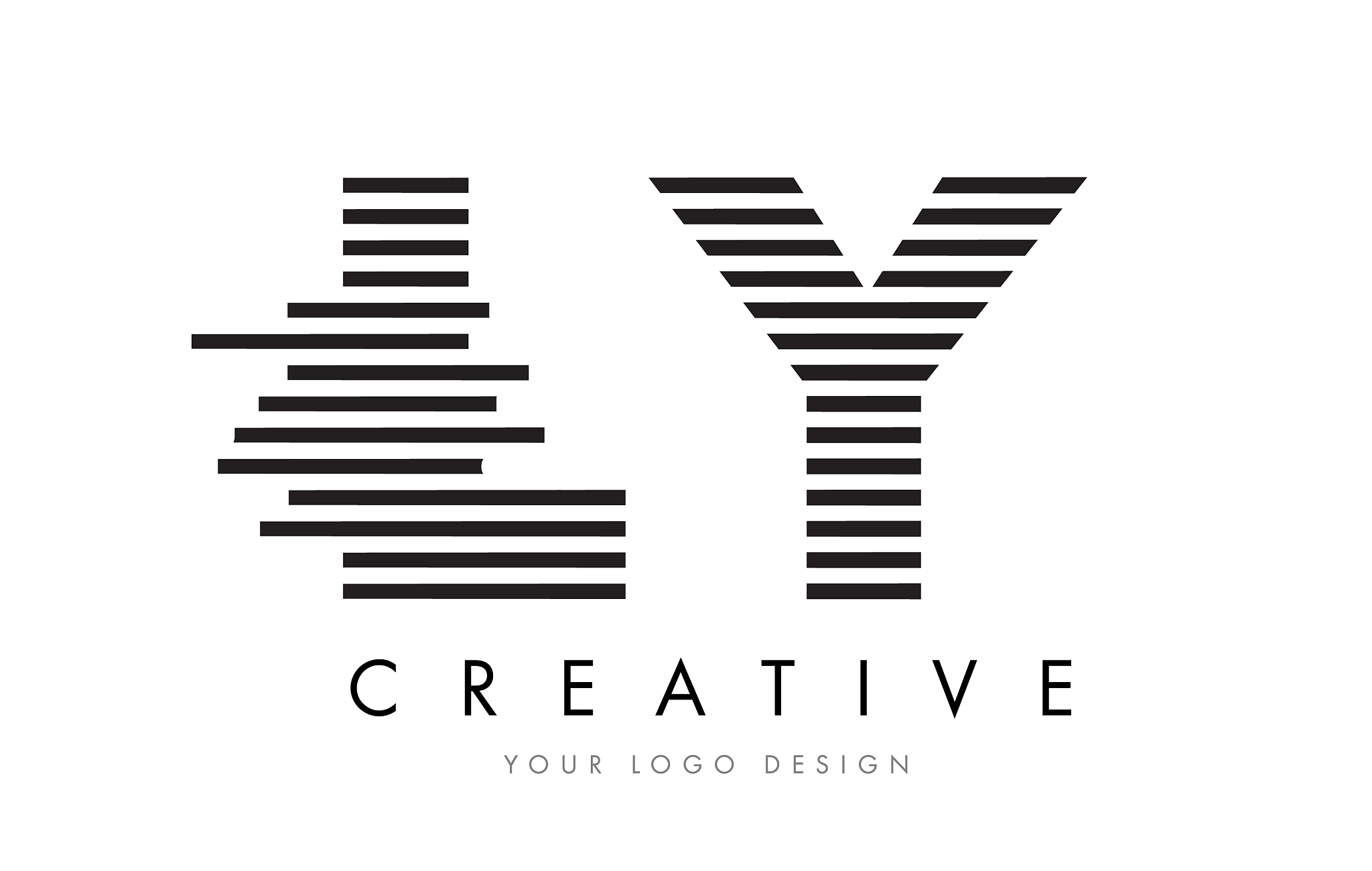 ly l y zebra letter logo design with black and
