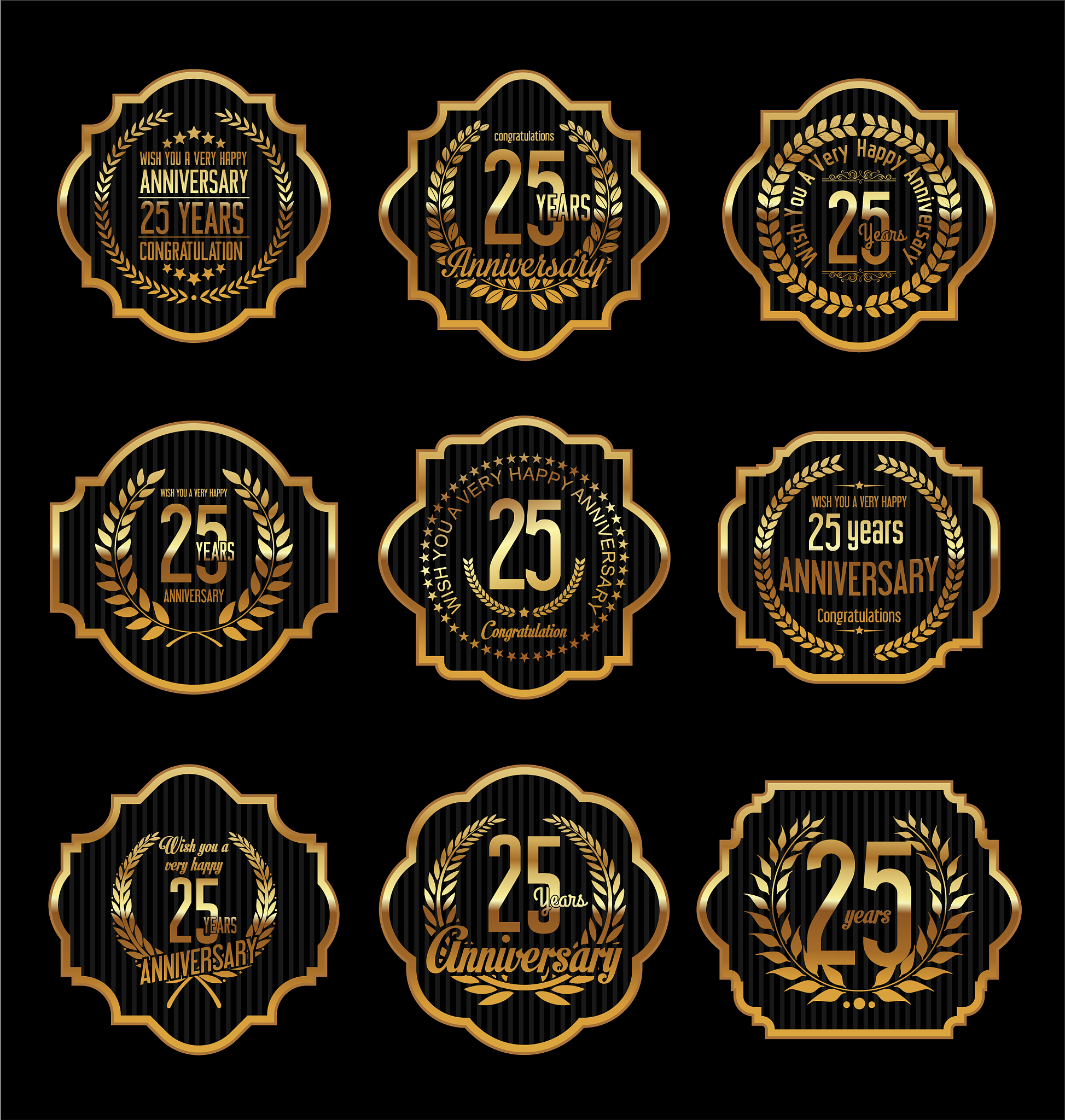 golden anniversary labels with retro vintage