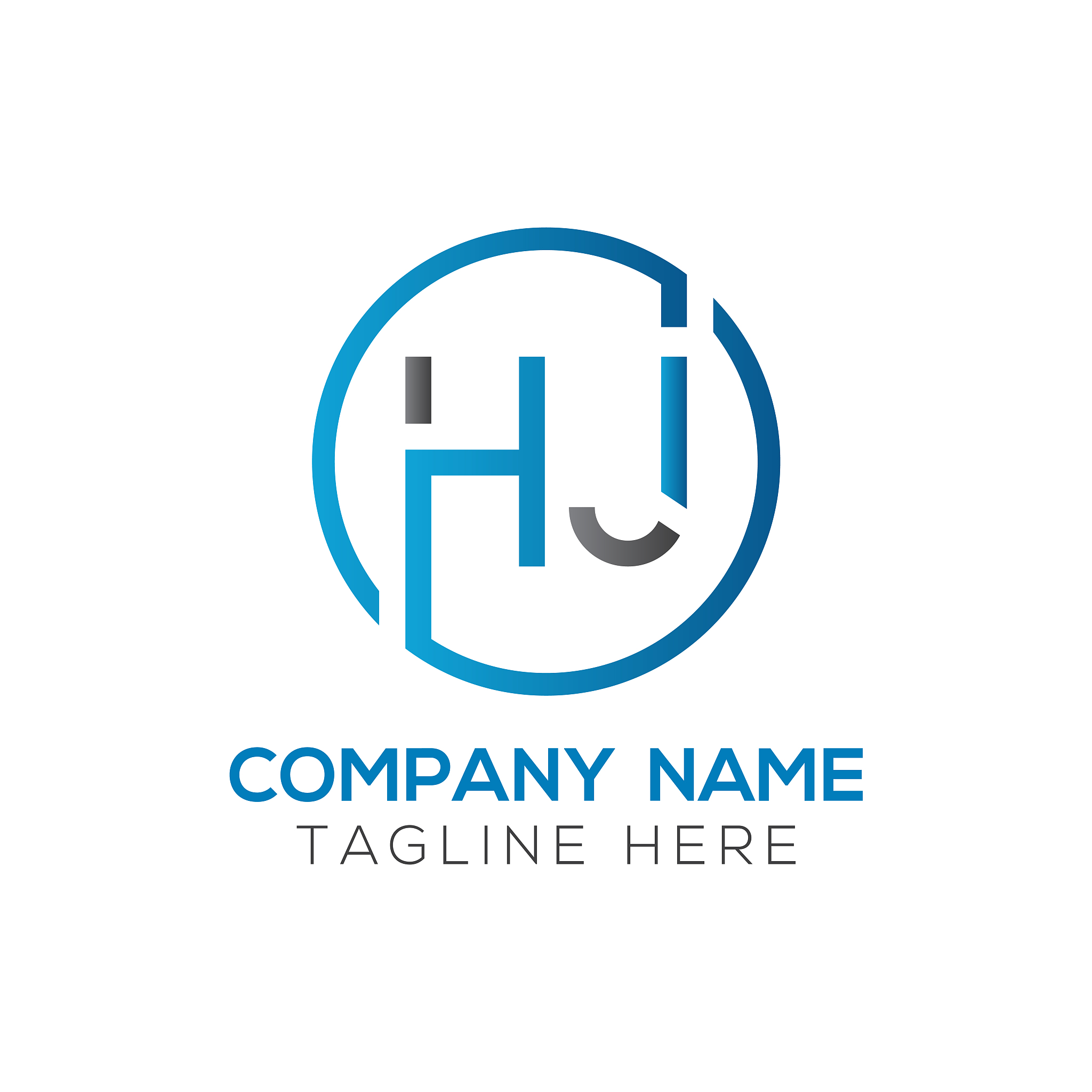 letter hj logo design vector template with blue and black. initi