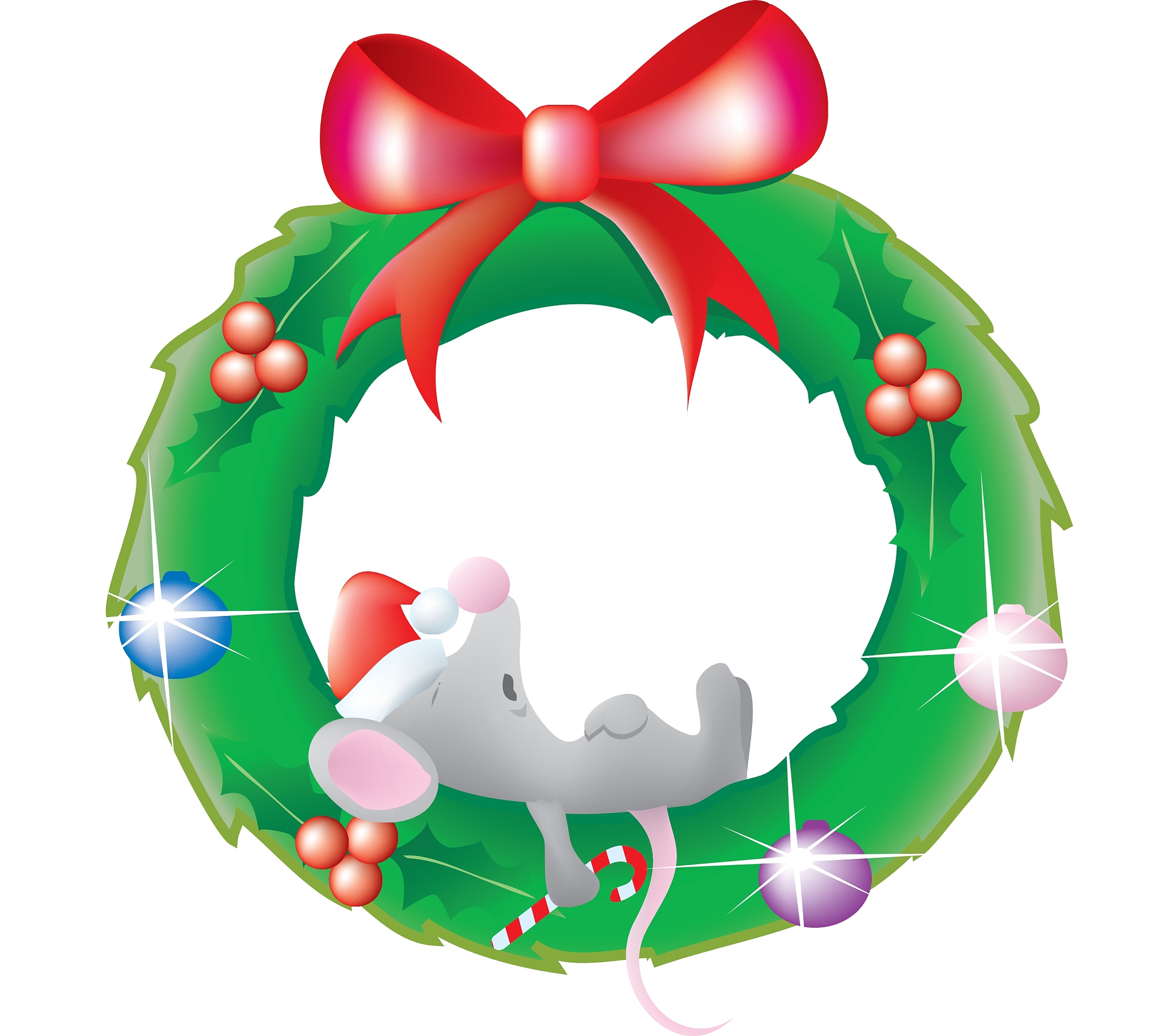 mouse sleeping in a wreath