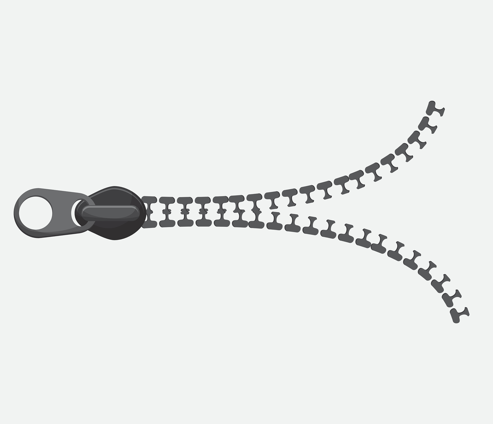zip zipper one cloth metal teeth icon