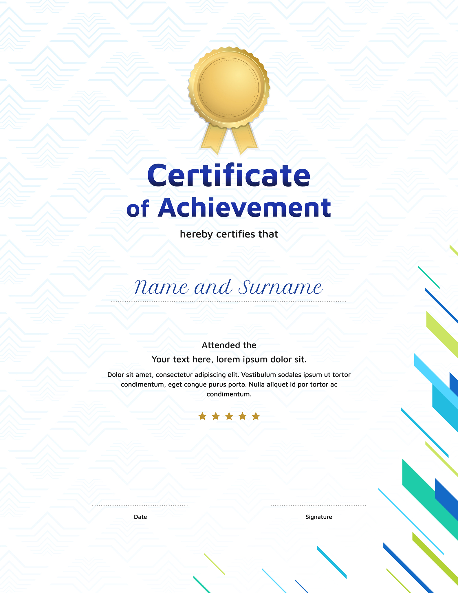 certificate template in sport theme with
