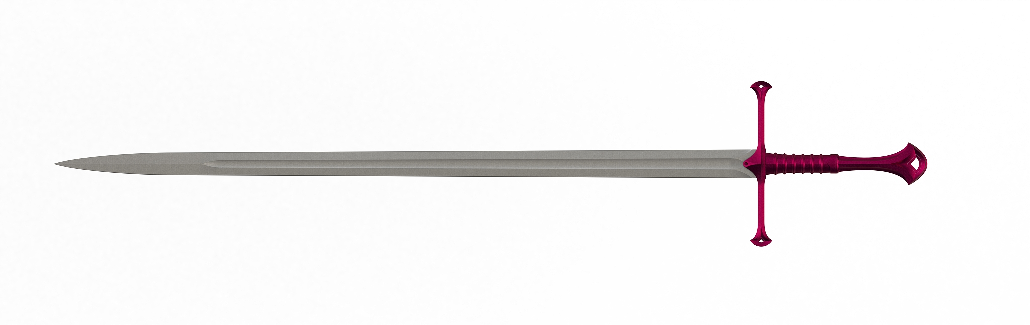 sword displayed by horizontal, isolated on white background, 3d 