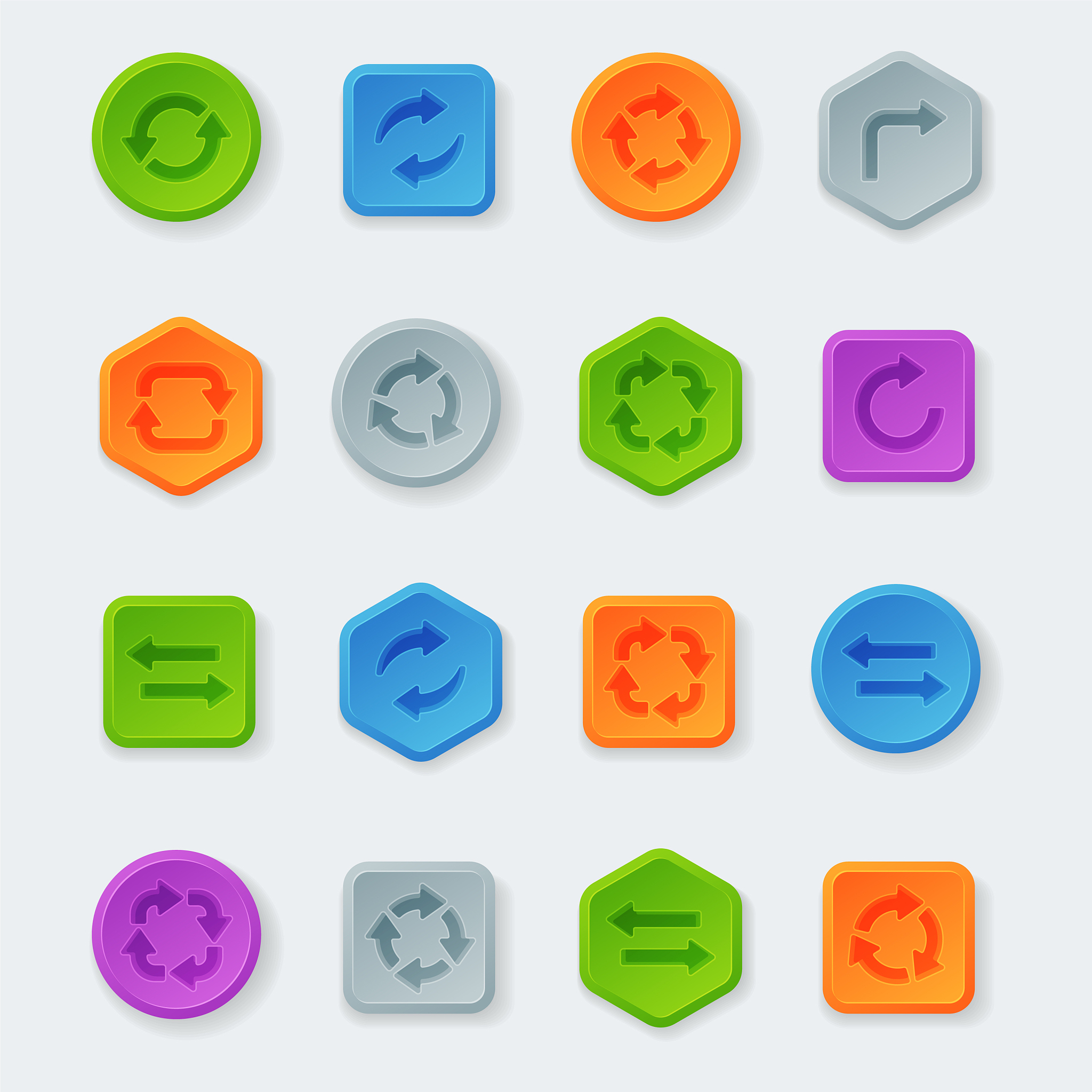 colorful website turn buttons design
