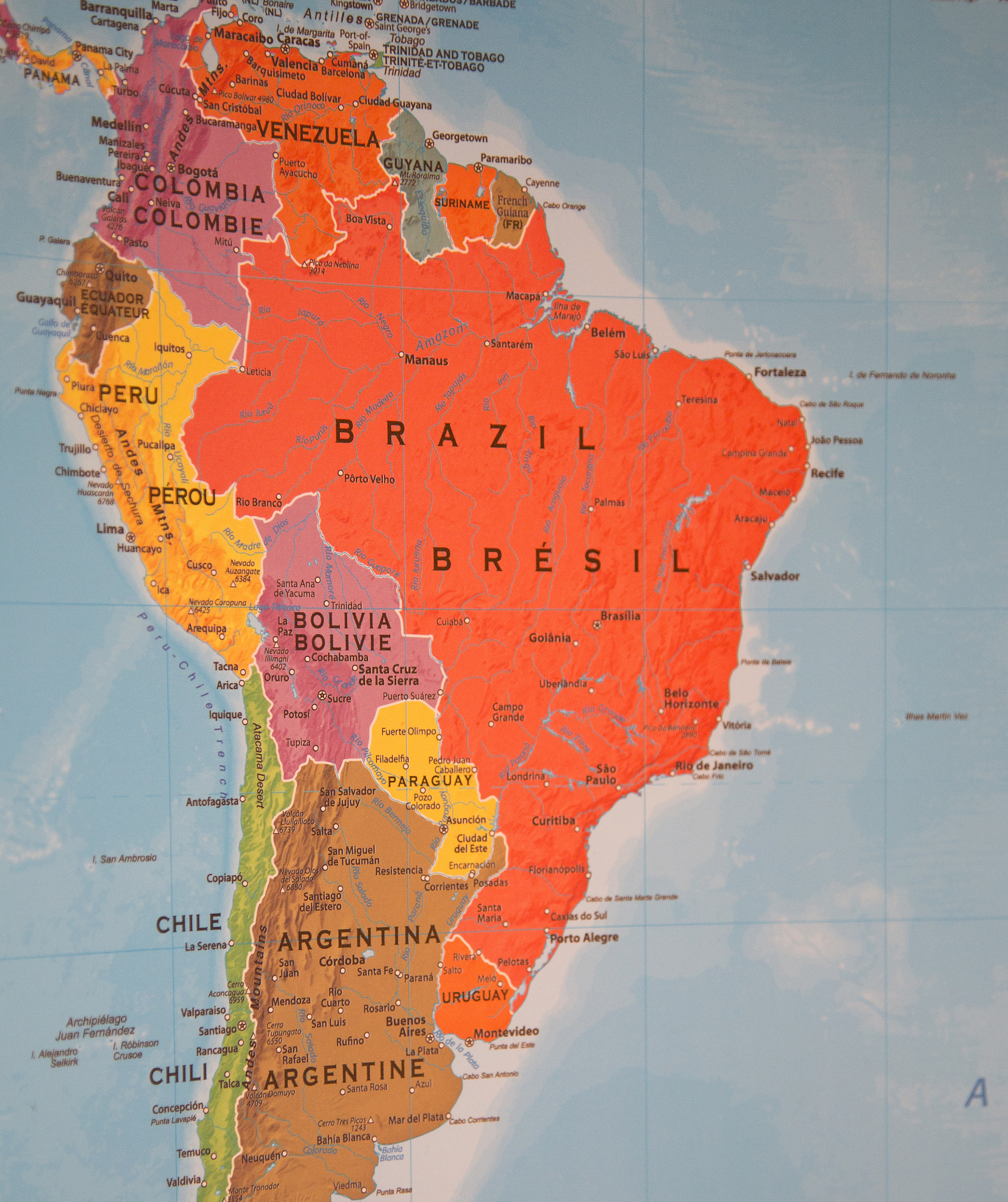 map of south america focus bolivia
