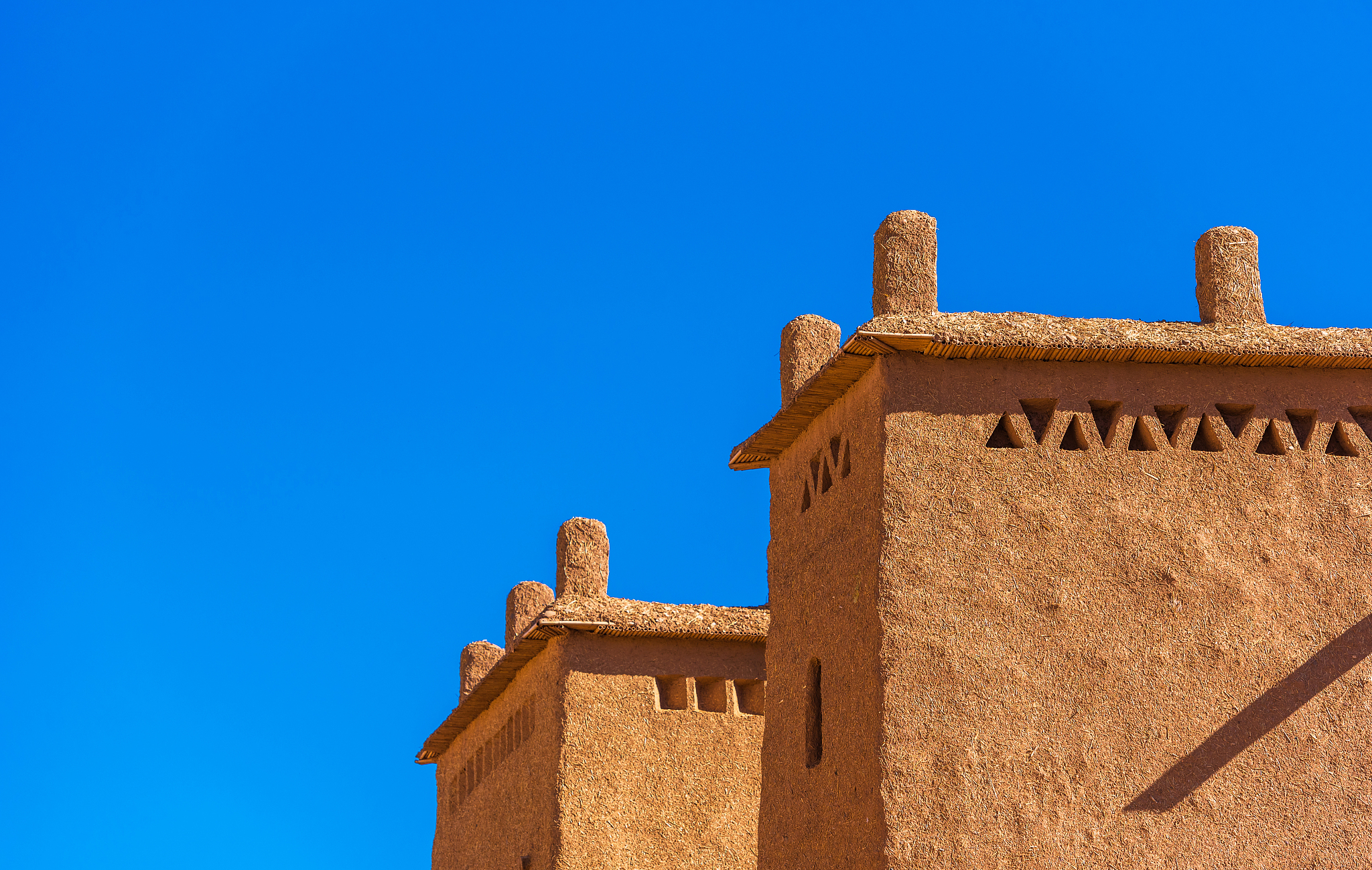 view of the facade of a building in ait-ben-haddou, morocco. iso