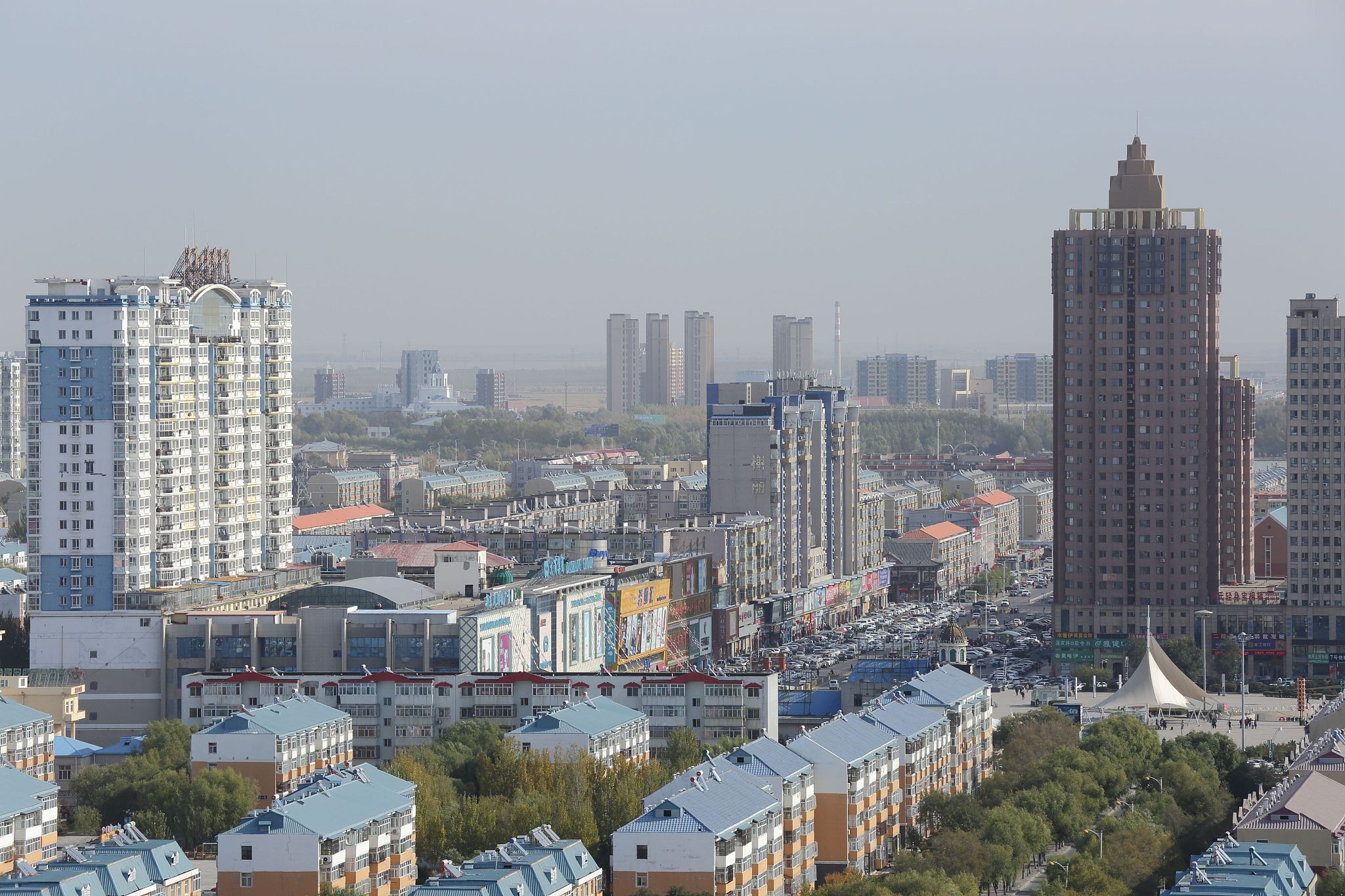 俯拍大庆市区