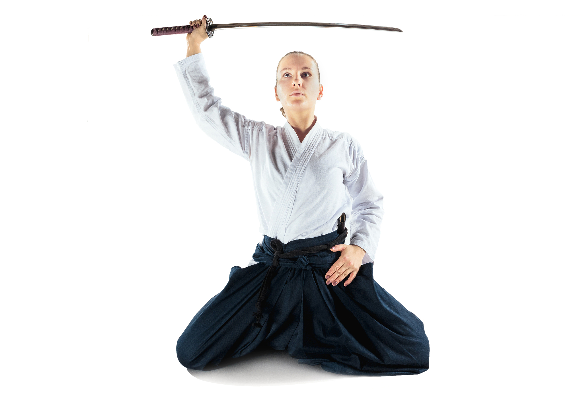 aikido master practices defense posture. healthy lifestyle and s