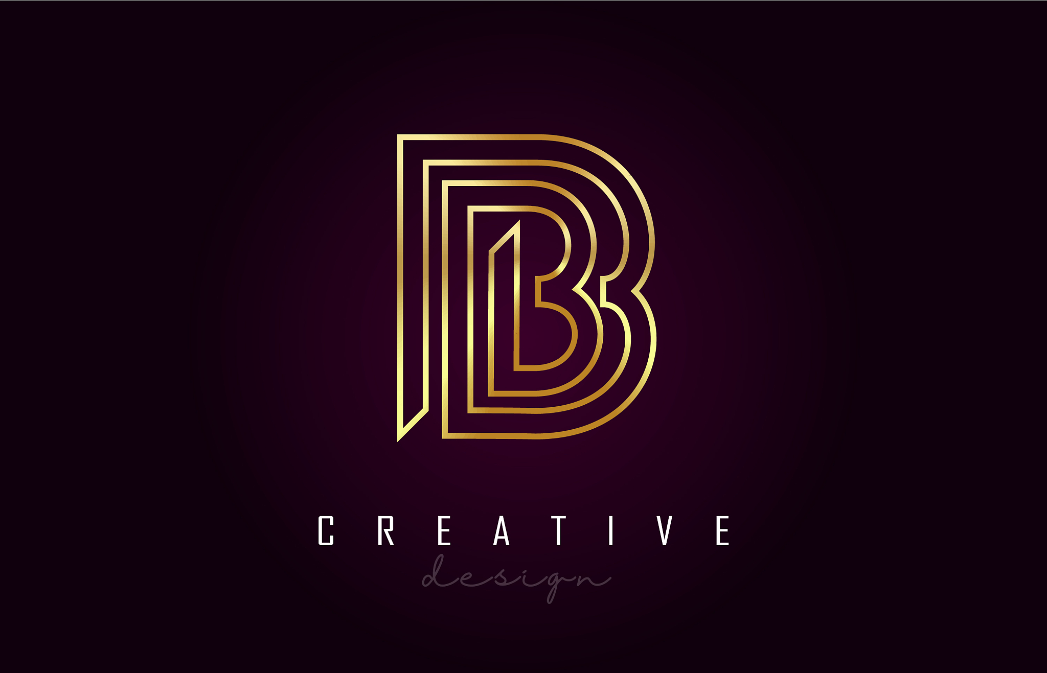 b golden letter logo monogram design creative b