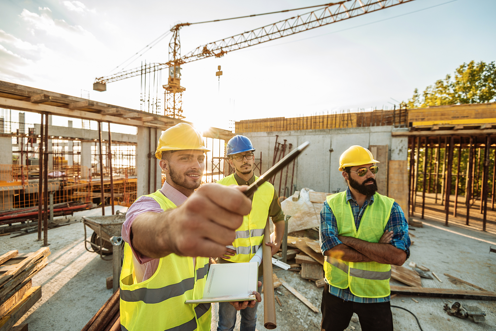 teamwork in construction industry and on site