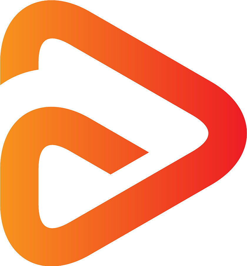 abstract triangle play icon logo