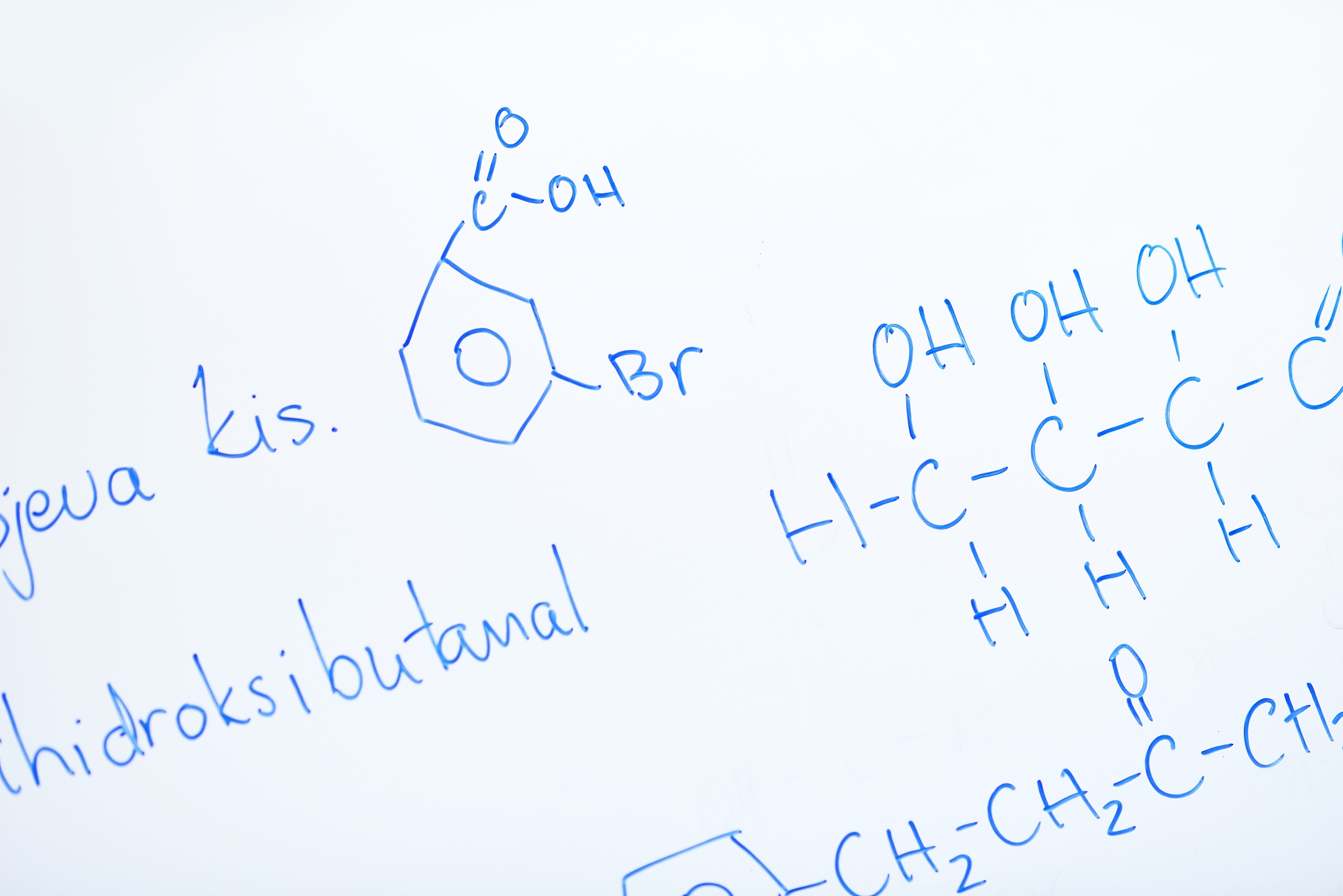 abstract science and  chemical molecule structure on white board